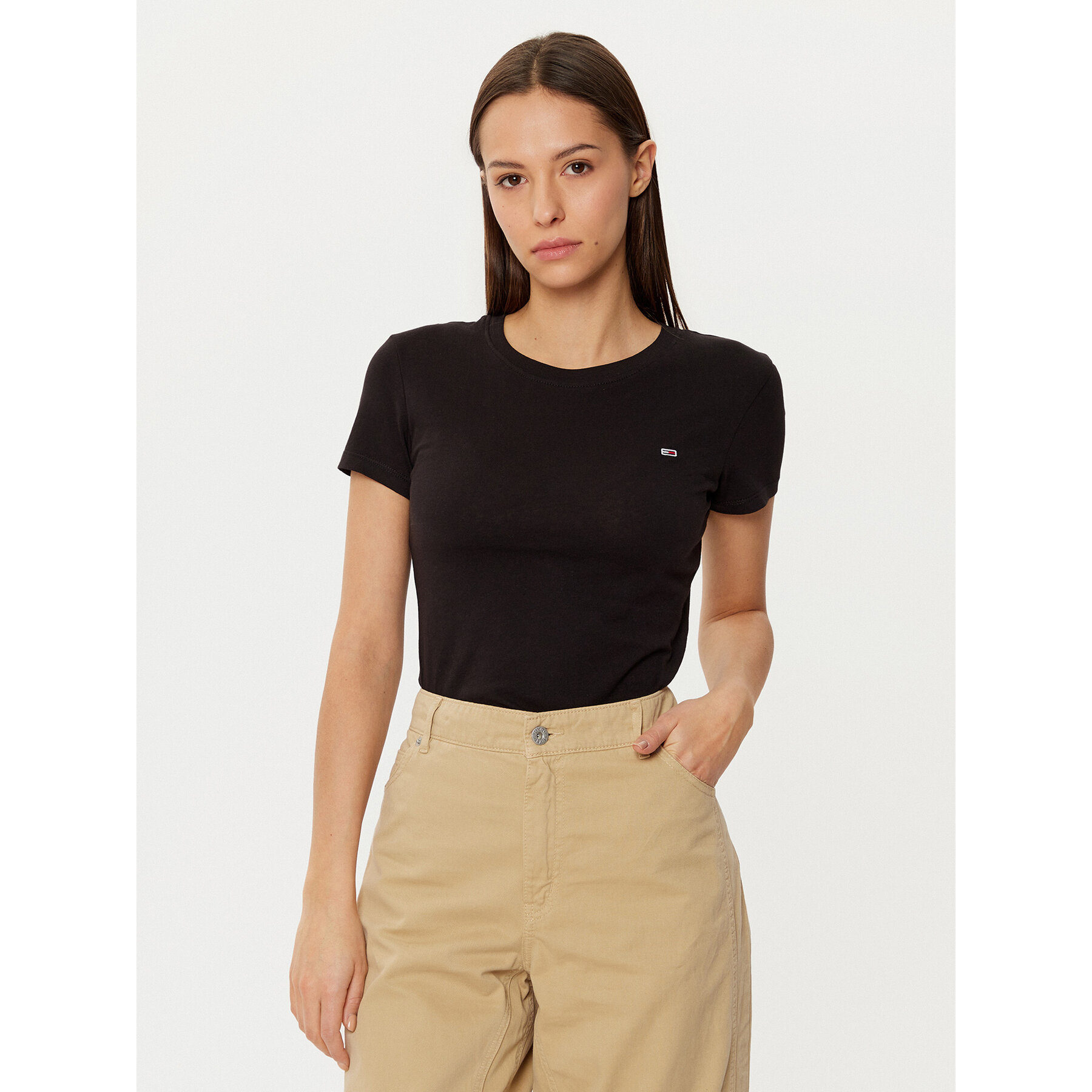 Tommy Jeans T-Shirt DW0DW20459 Czarny Slim Fit