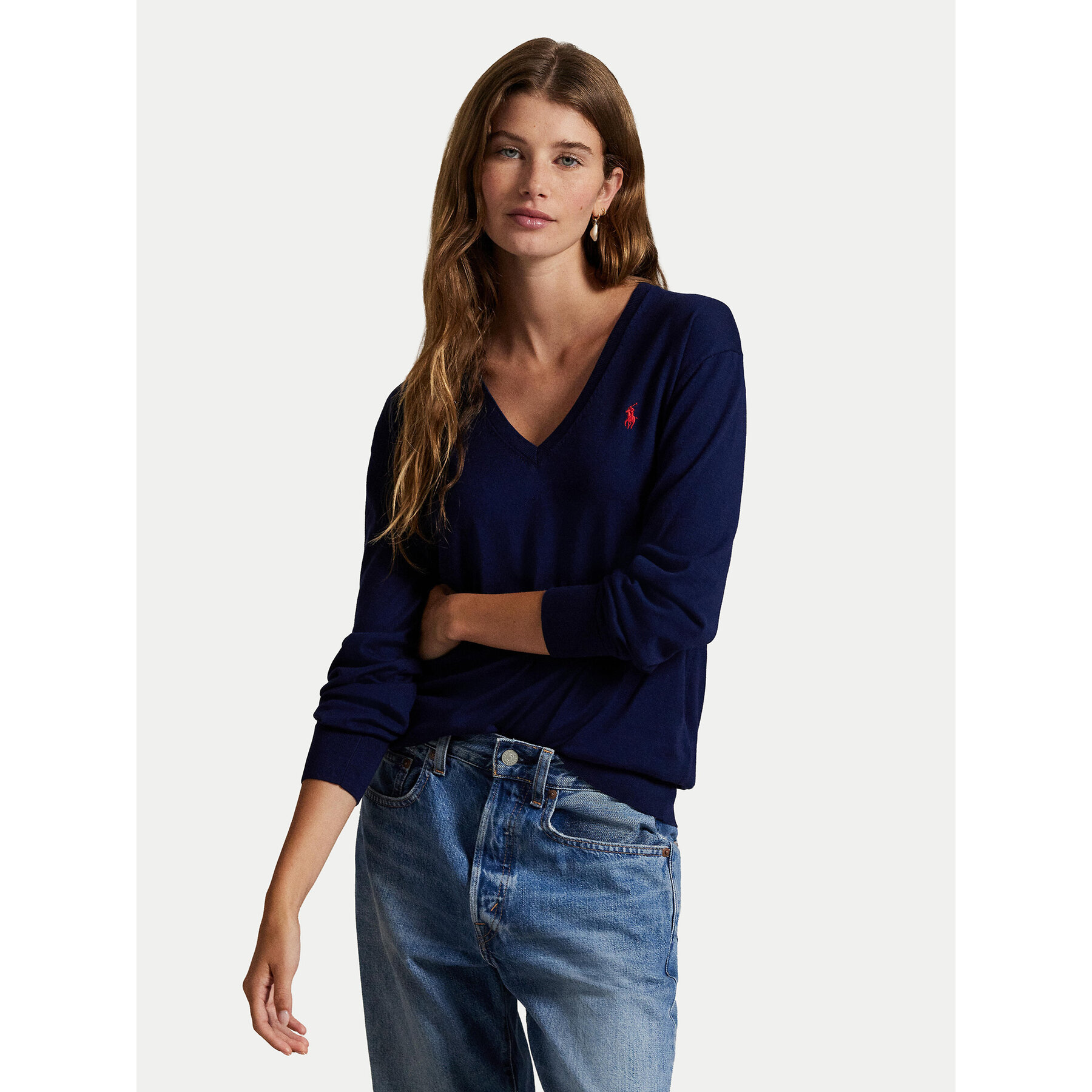 Polo Ralph Lauren Sweter 211972105005 Granatowy Regular Fit