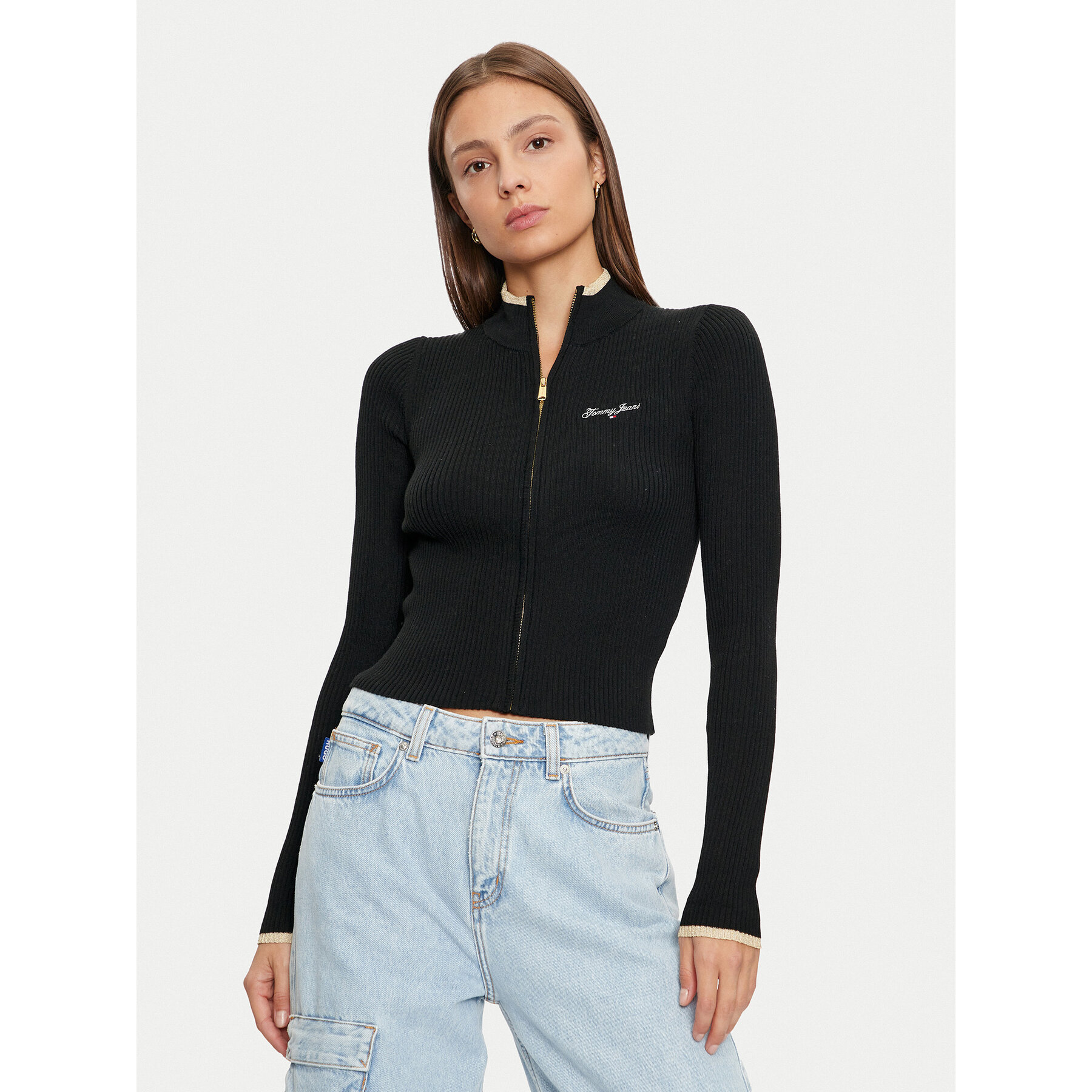 Tommy Jeans Sweter DW0DW19835 Czarny Slim Fit