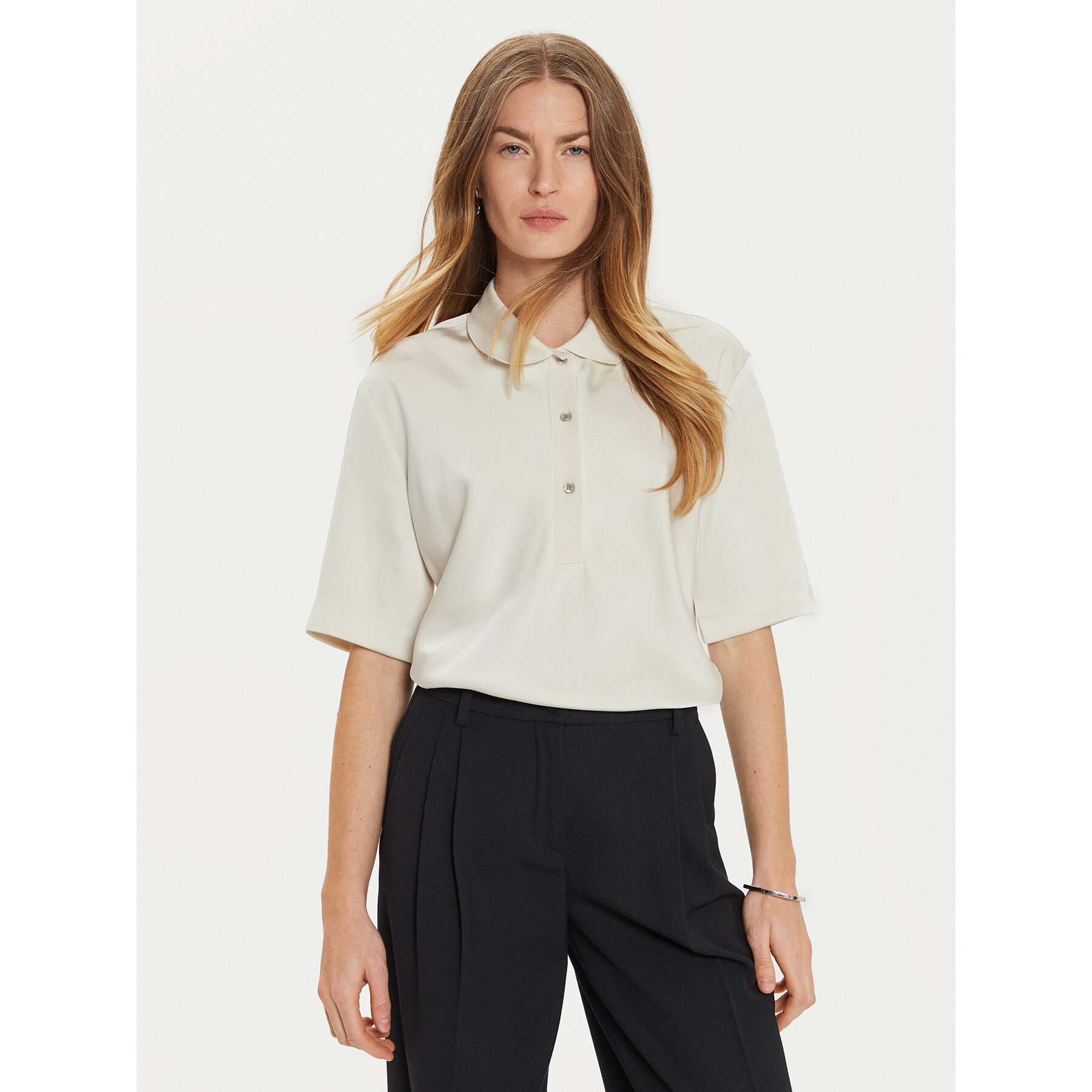 Calvin Klein Bluzka K20K207977 Écru Regular Fit
