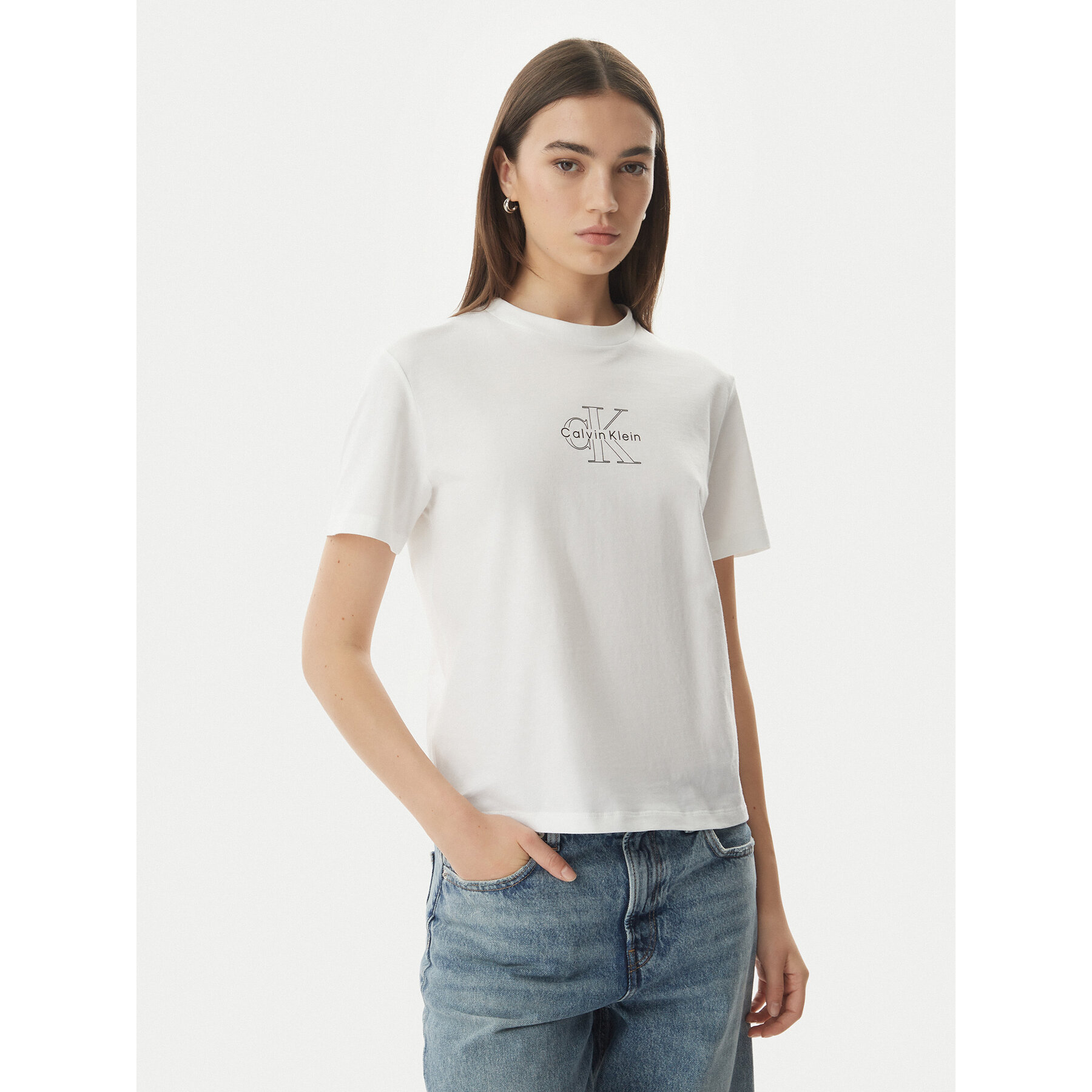 Calvin Klein Jeans T-Shirt LV047G831G Biały Regular Fit
