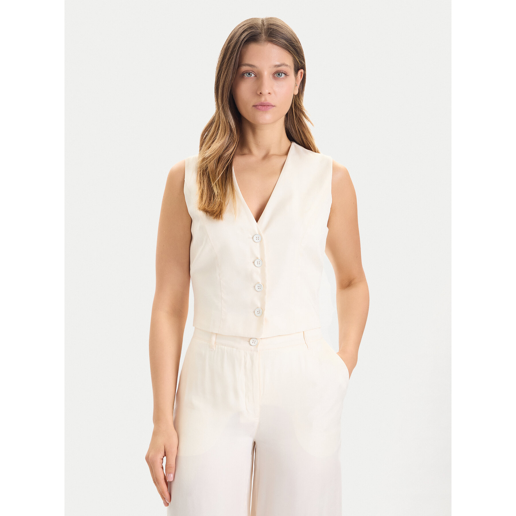 Guess Kamizelka W5YH51 WH5N2 Écru Regular Fit