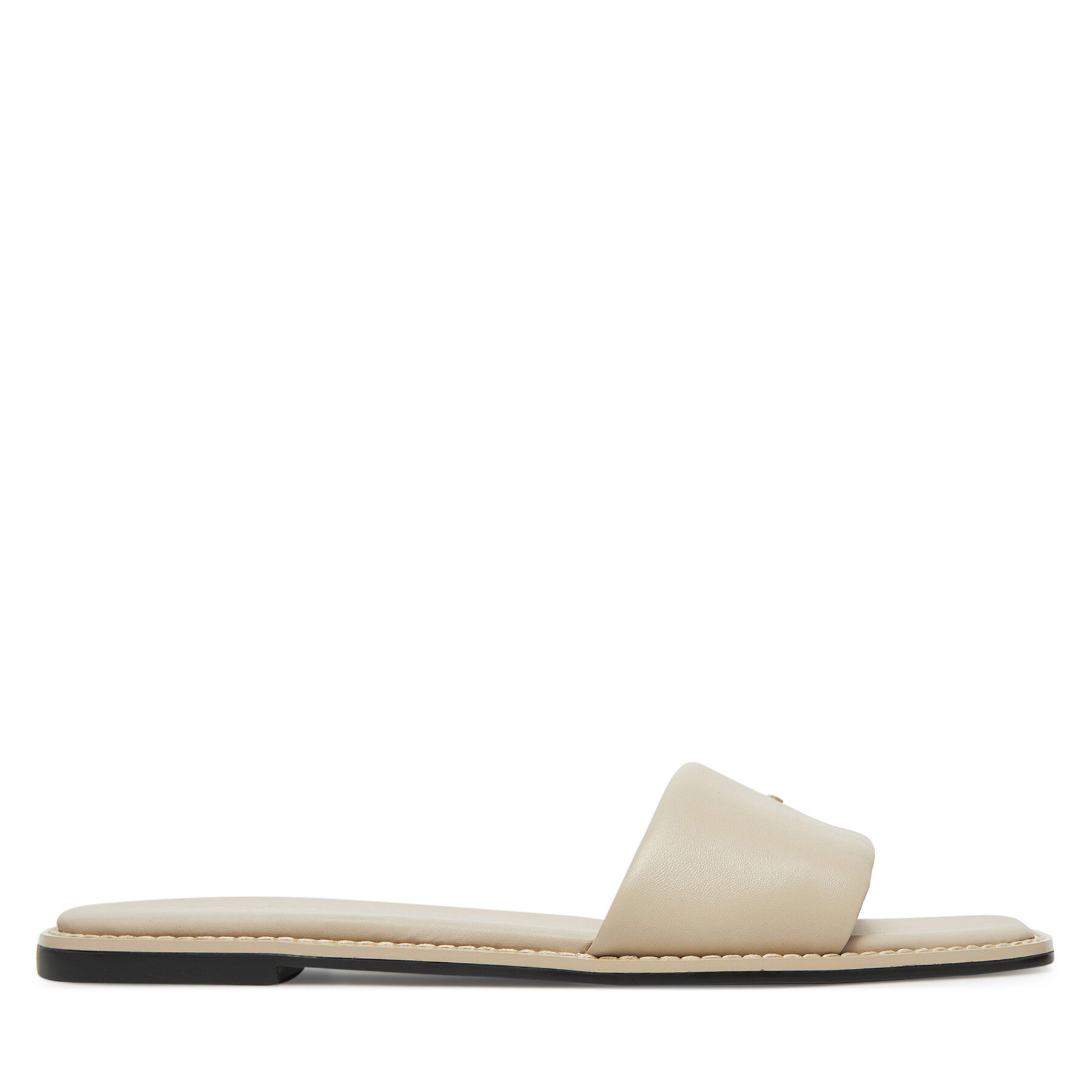 Calvin Klein Klapki Flat Sandal Square Hf Lth HW0HW02652 Beżowy