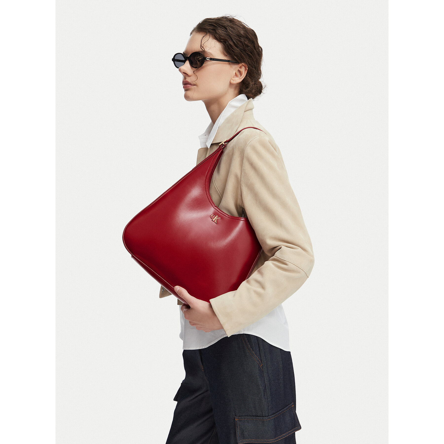 Calvin Klein Torebka Ck Medium Shoulder Bag LV04F3522G Czerwony