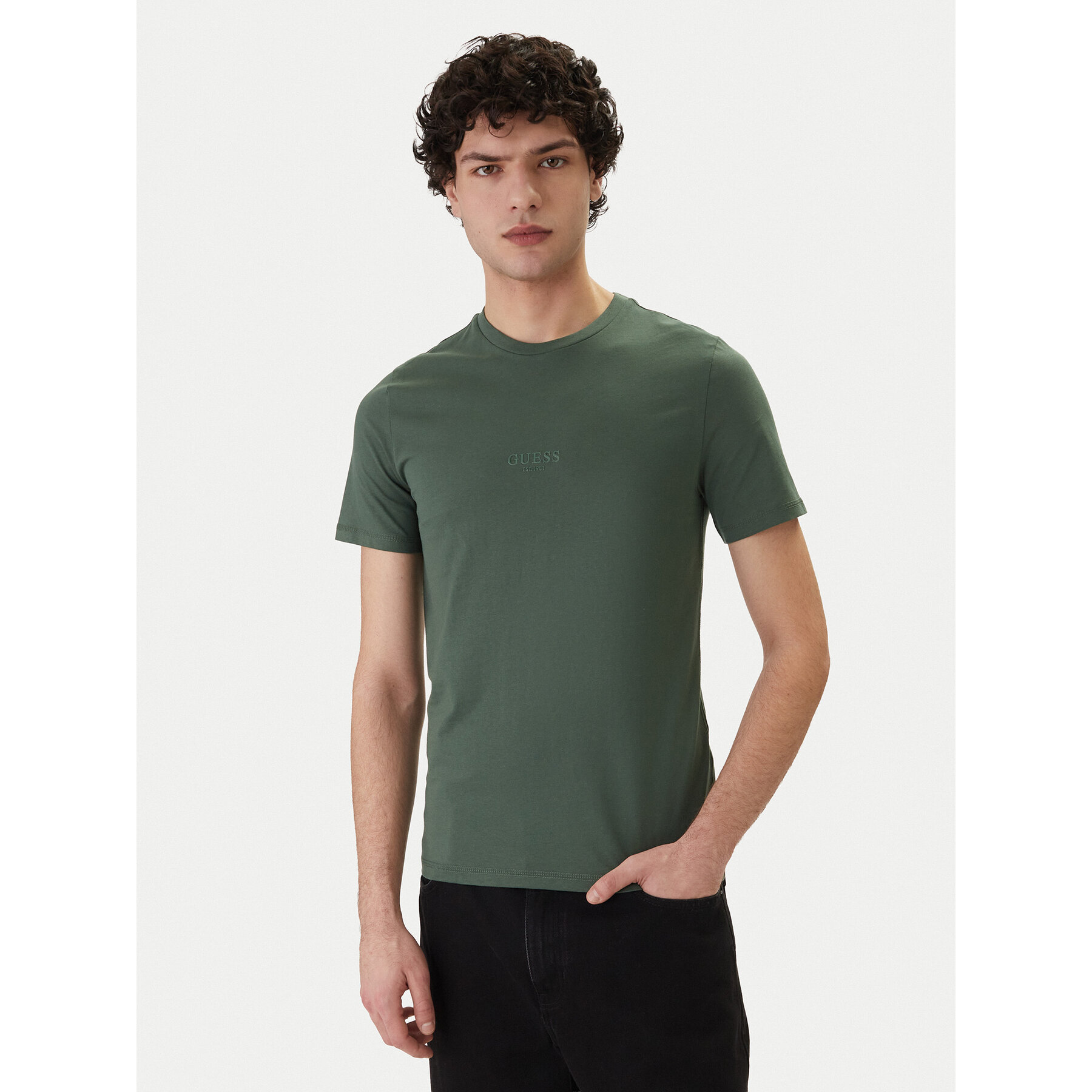 Guess T-Shirt M2YI72 I3Z14 Zielony Slim Fit