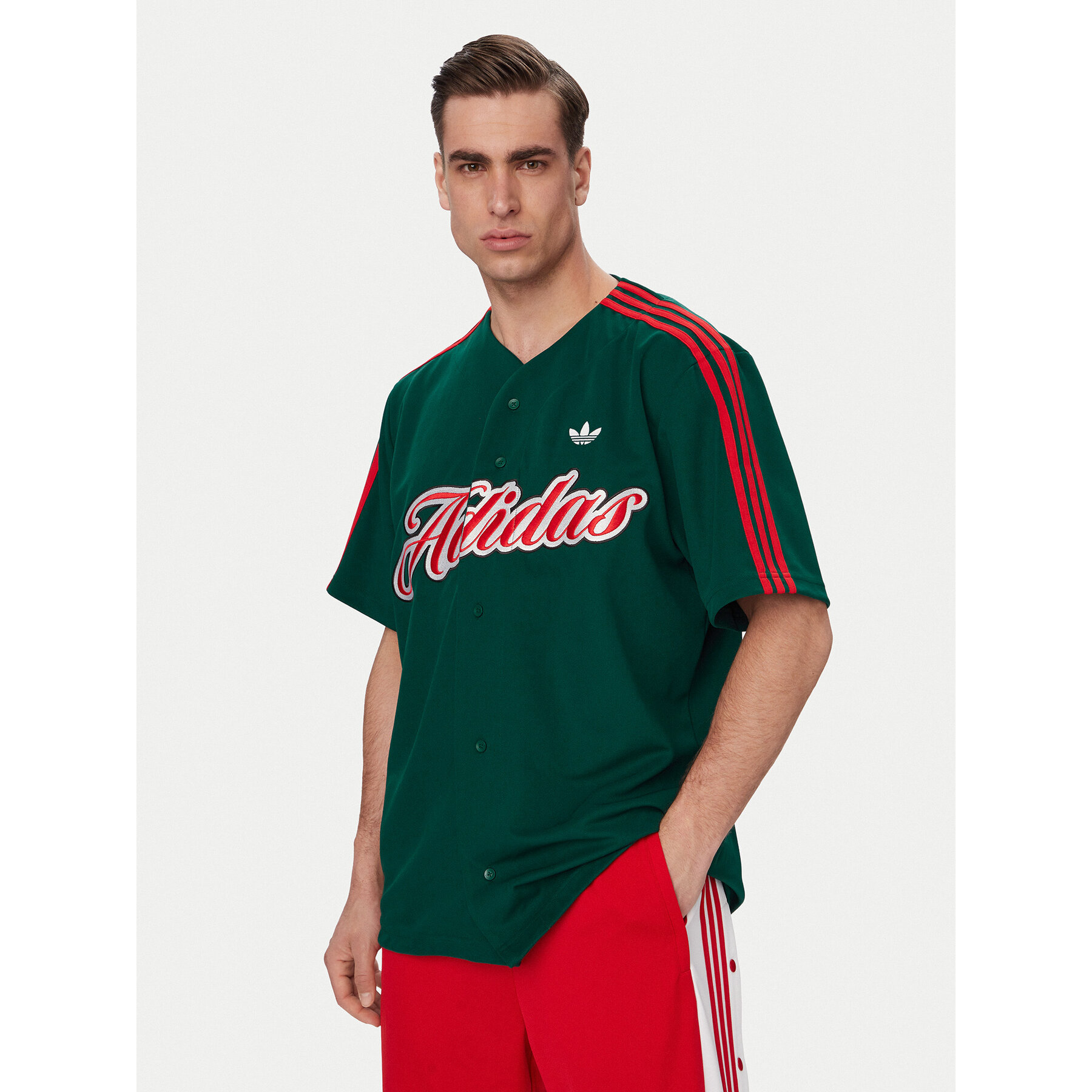adidas T-Shirt Summer League Varsity Baseball KE2245 Zielony Oversize