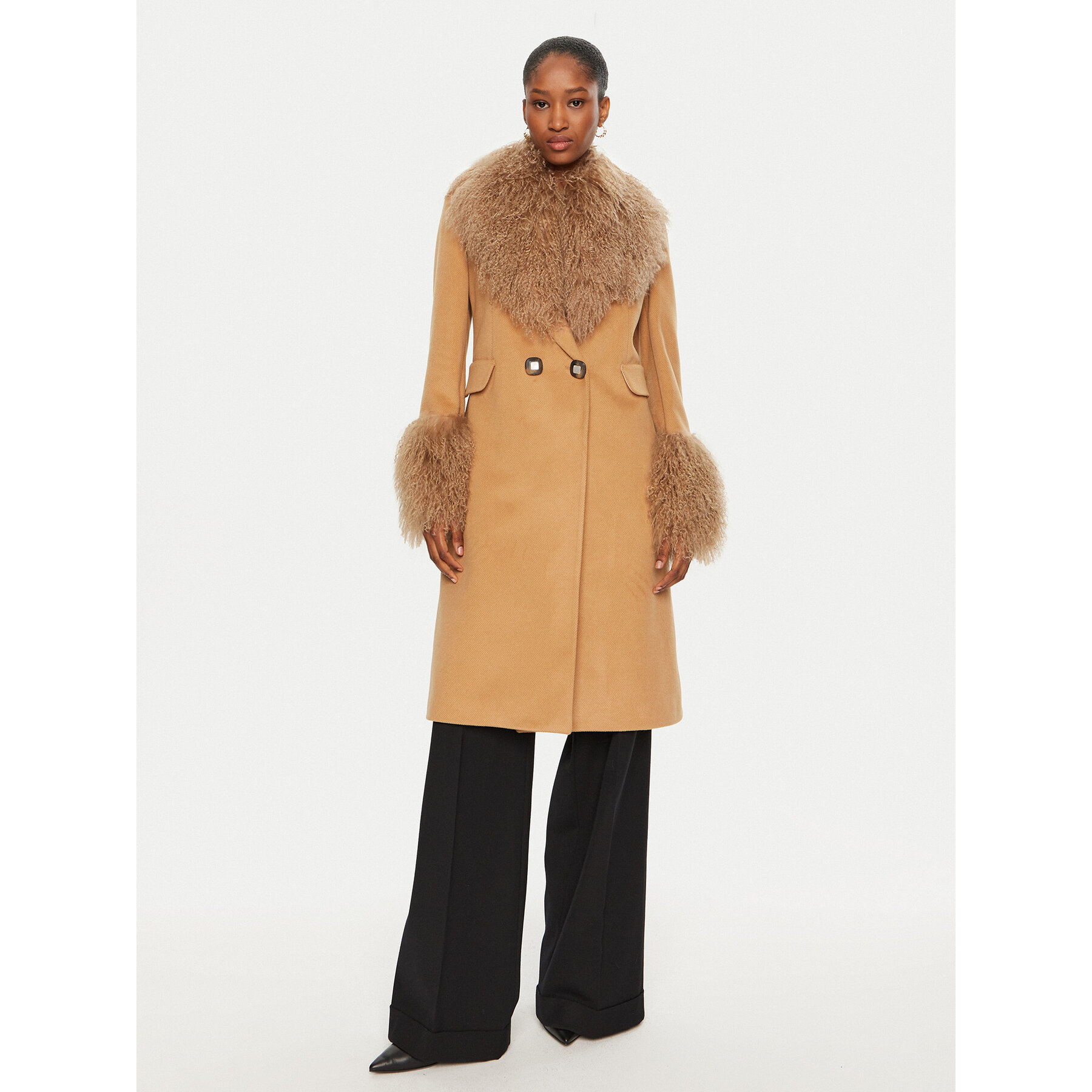 YES LONDON Płaszcz zimowy CD1202/MON/COL Brązowy Regular Fit