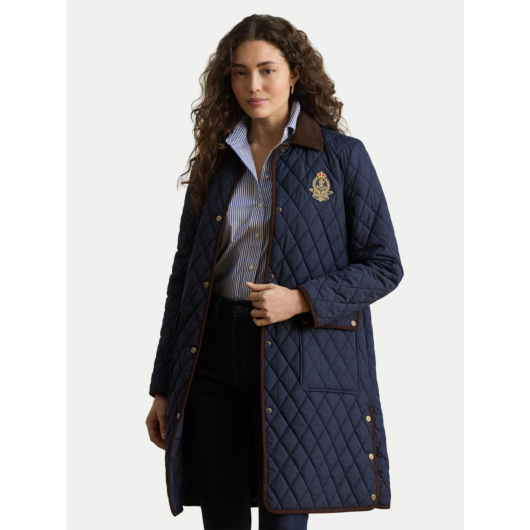LAUREN RALPH LAUREN Kurtka przejściowa Crested 3/4 Quilt 297P18059004 Granatowy Regular Fit