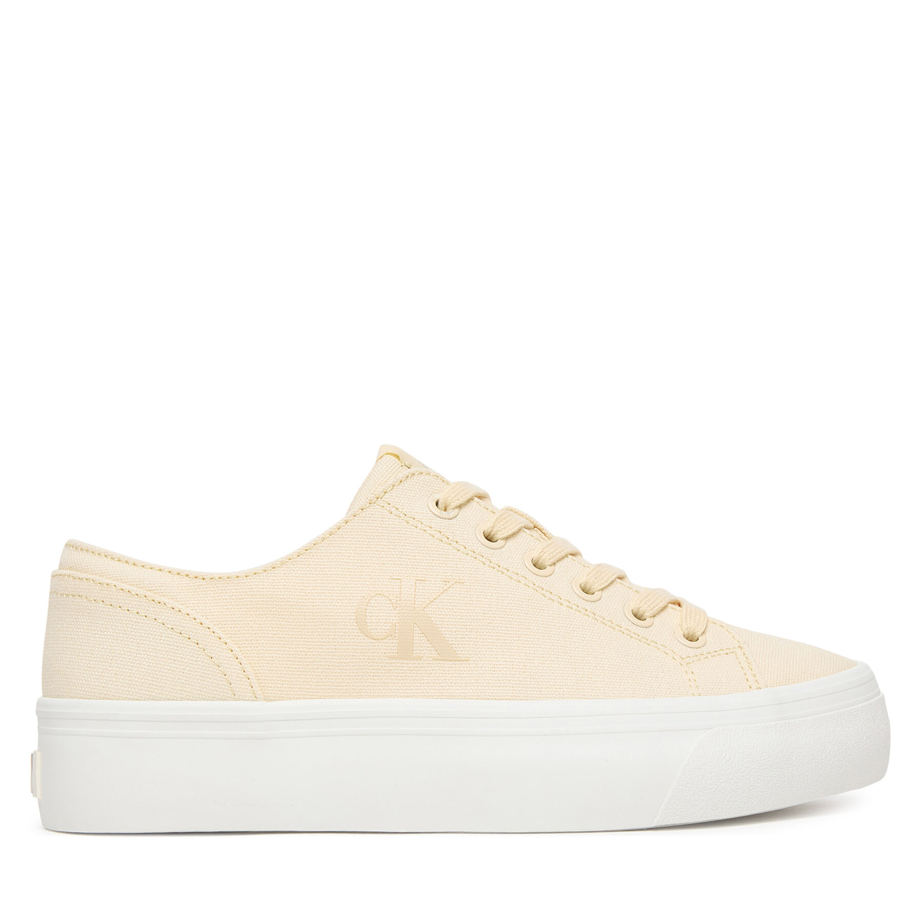 Calvin Klein Sneakersy Vulc Flatform Low Canvas Mg YW0YW01763 Écru