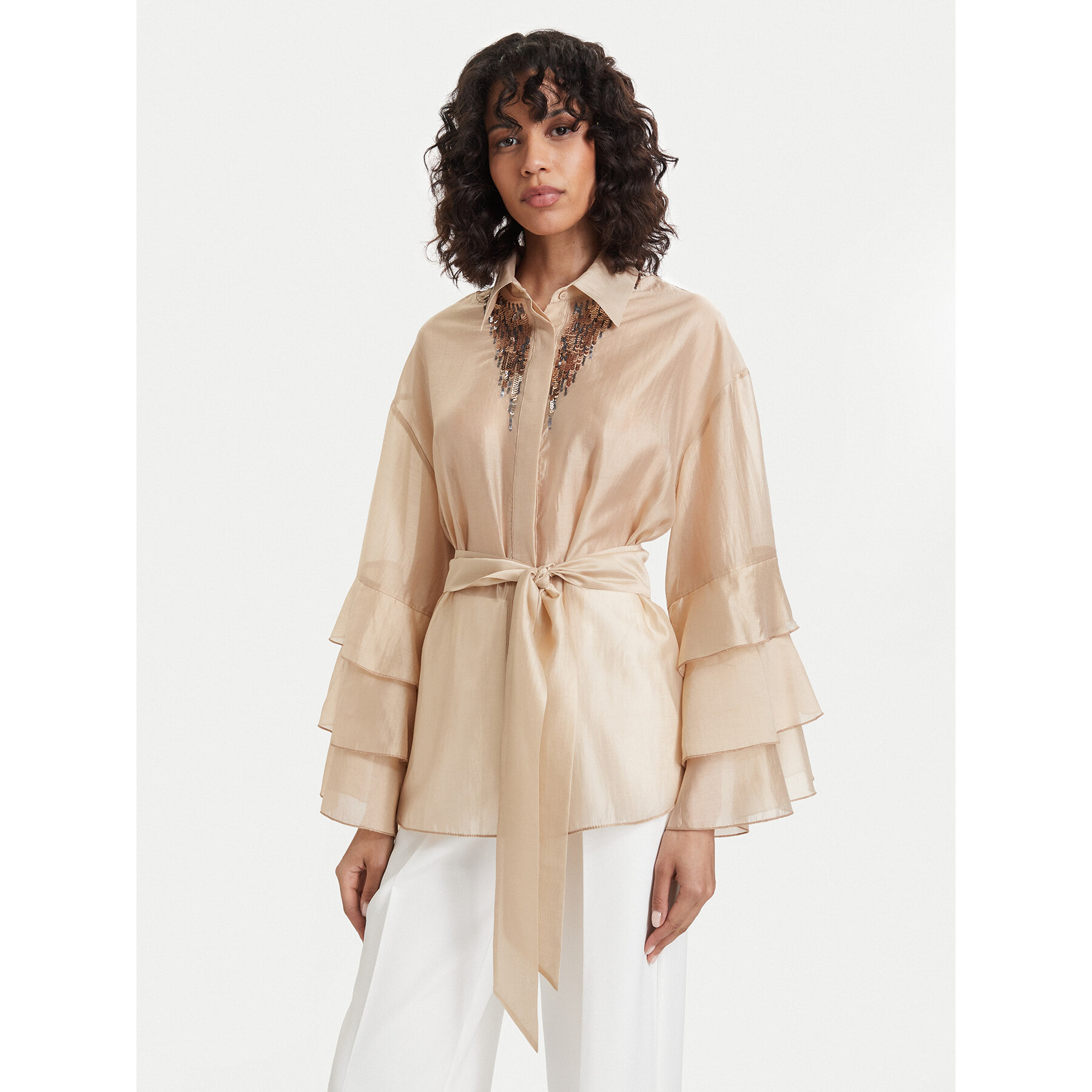 ACCESS FASHION Koszula 63-7068-125 Beżowy jasny Relaxed Fit