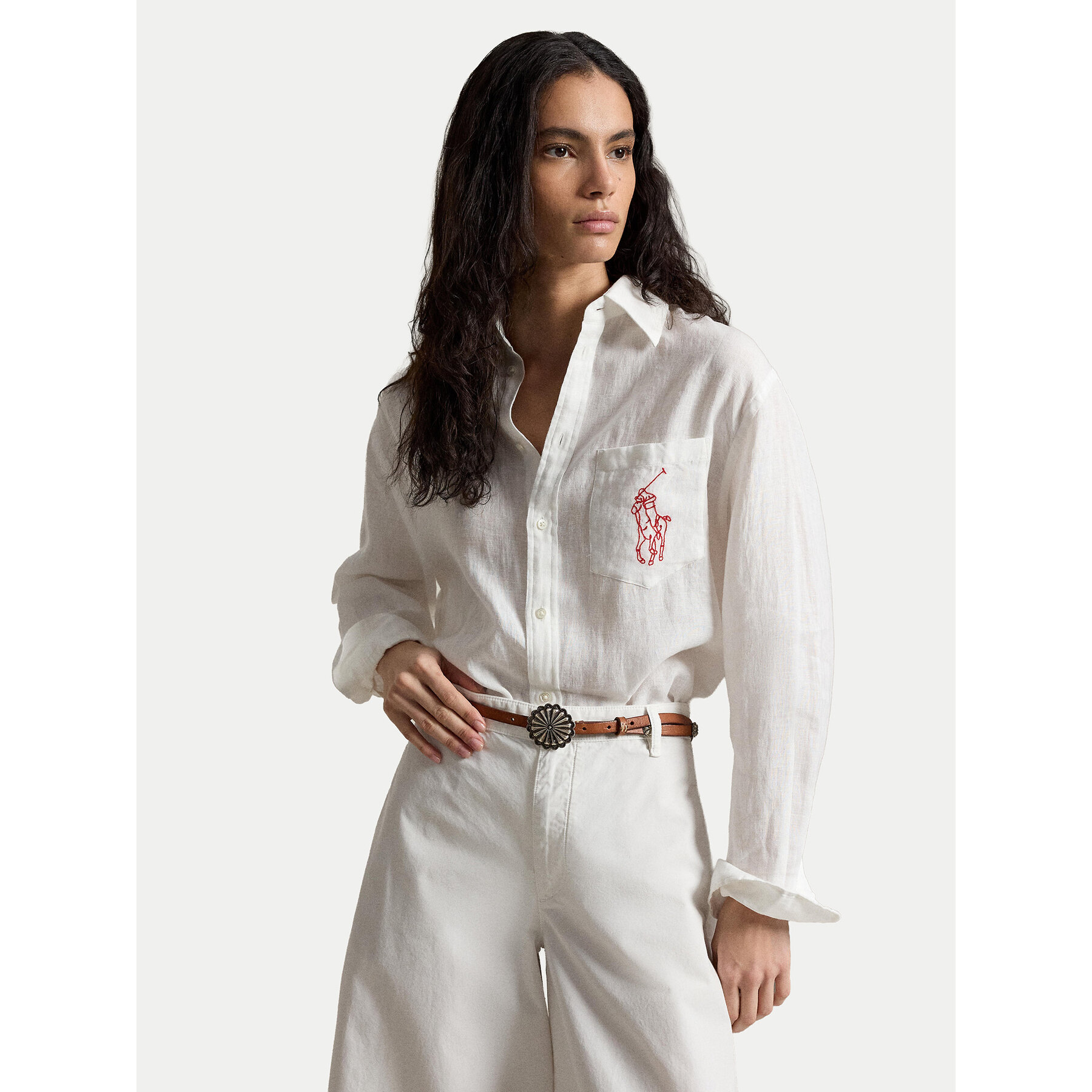 Polo Ralph Lauren Koszula 211A12786003 Biały Oversize