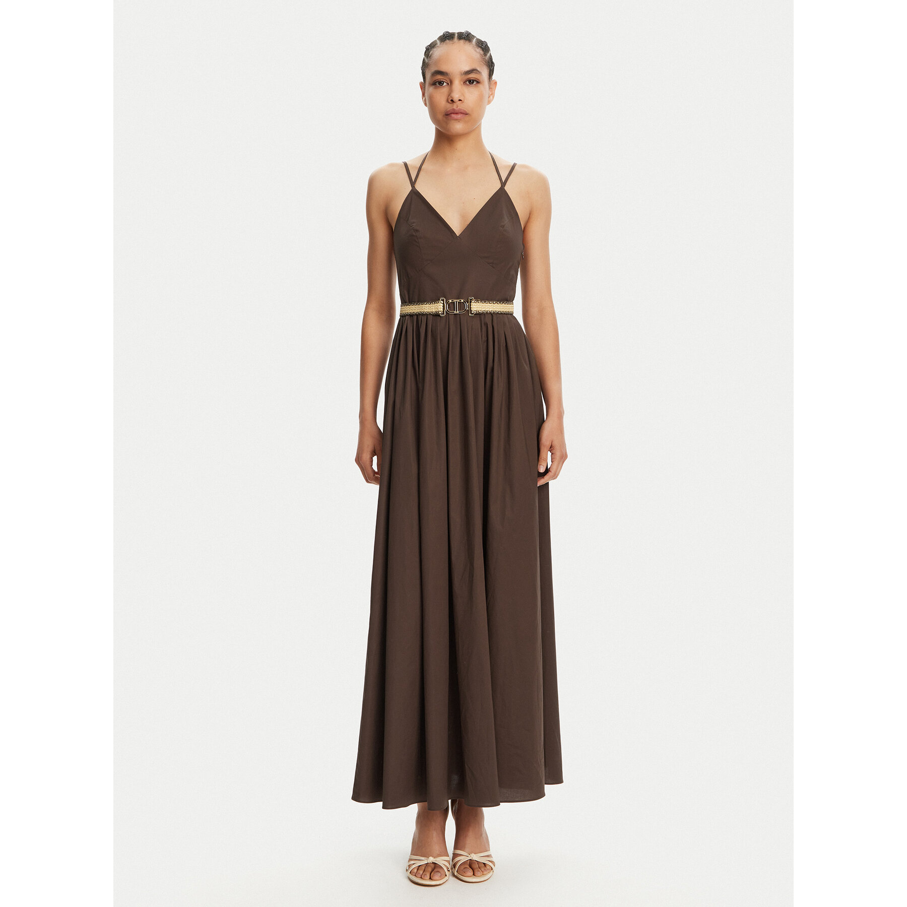 TWINSET Sukienka letnia 251TT2100 Brązowy Regular Fit