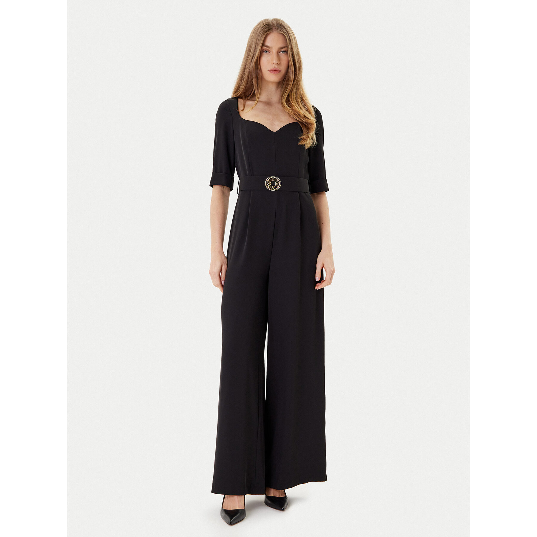 Rinascimento Kombinezon CFC0125323003 Czarny Wide Leg