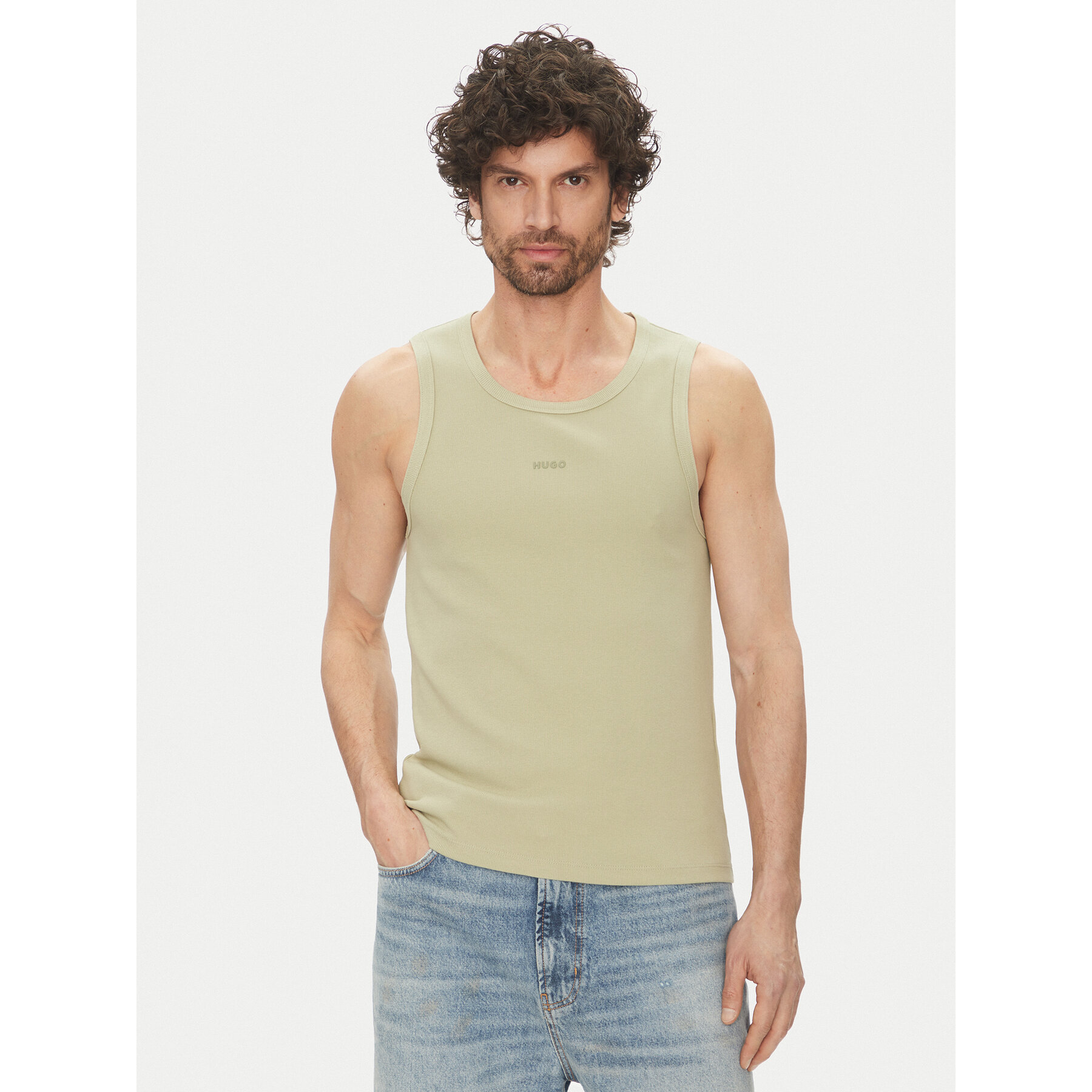 HUGO Tank top Dapota 50542089 Zielony Slim Fit