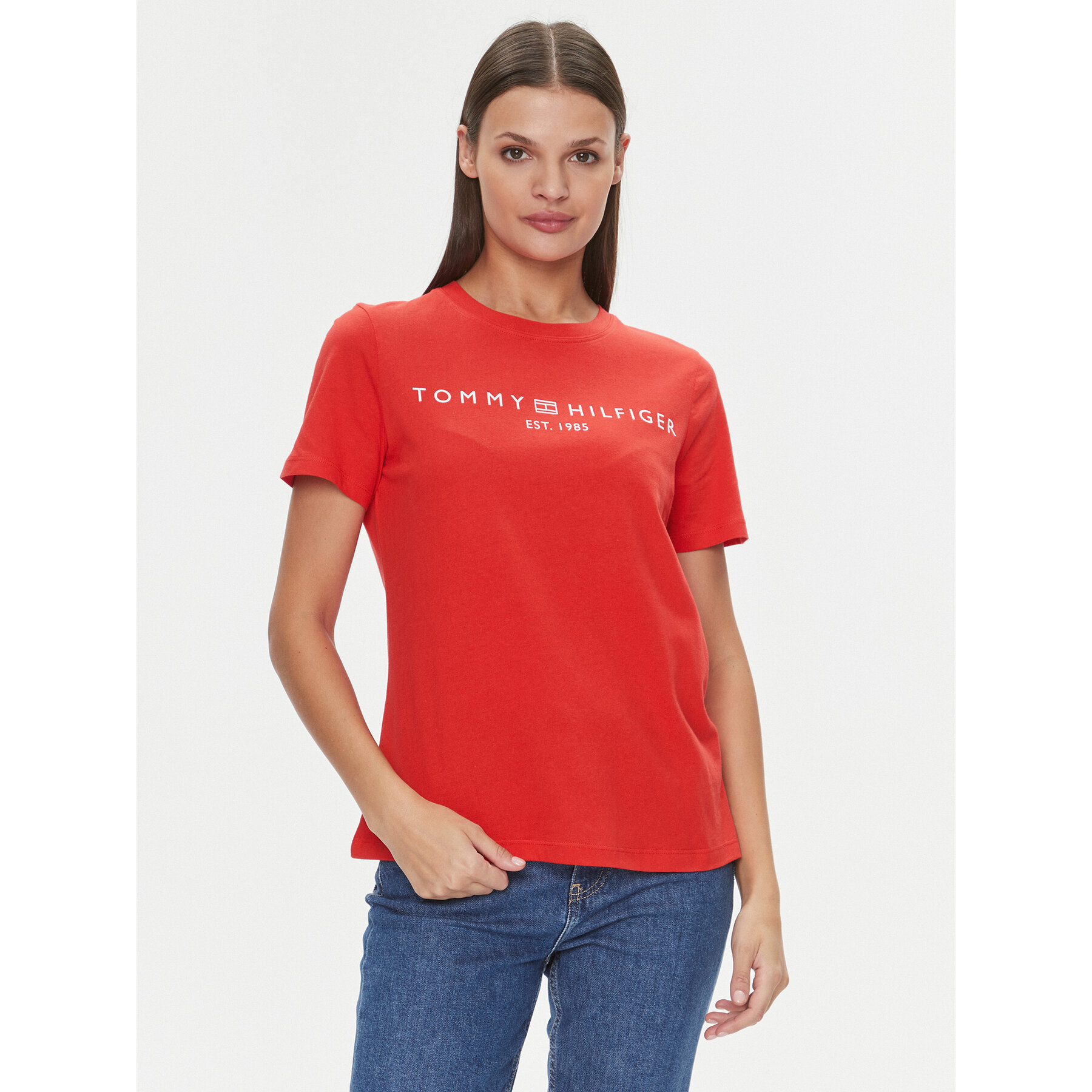 Tommy Hilfiger T-Shirt Logo WW0WW40276 Pomarańczowy Regular Fit