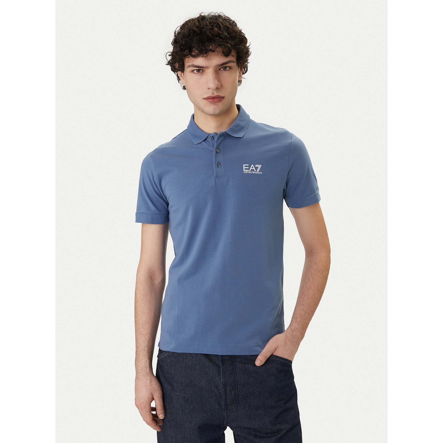 EA7 Emporio Armani Polo 8NPF14 PJVQZ UB064 Niebieski Regular Fit