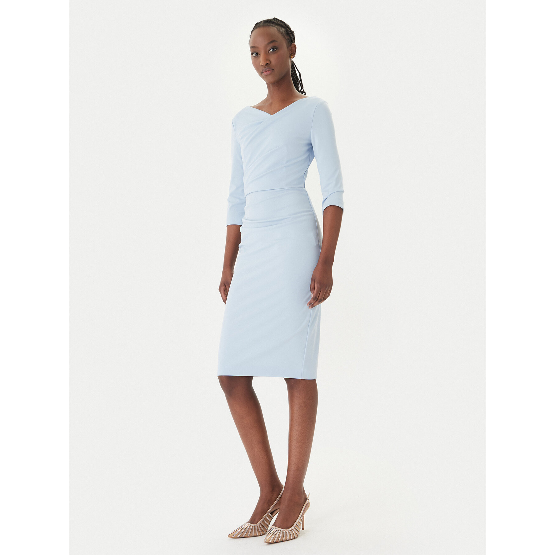 Rinascimento Sukienka koktajlowa CFC0127699003 Błękitny Slim Fit