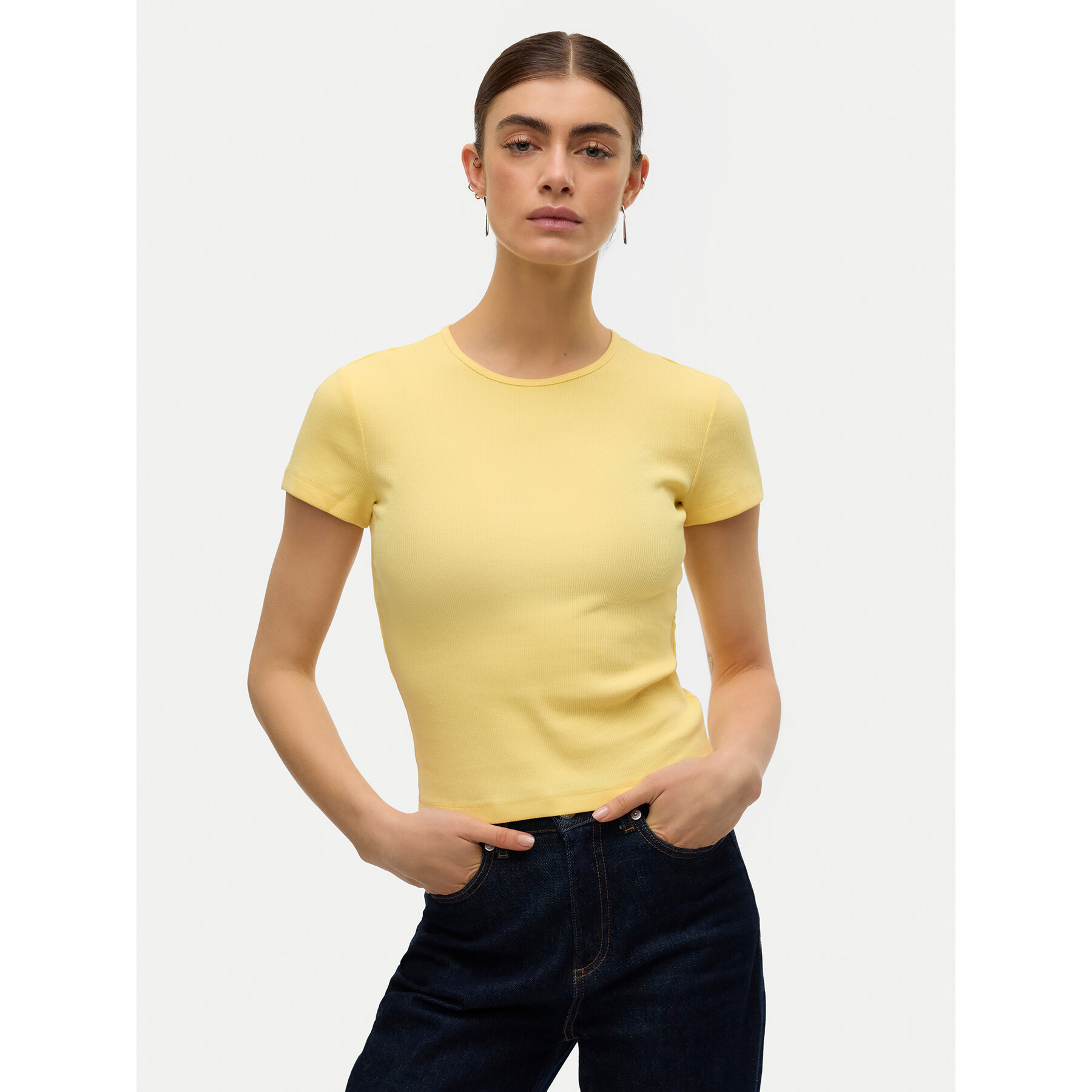 Vero Moda T-Shirt Chloe 10306894 Żółty jasny Tight Fit