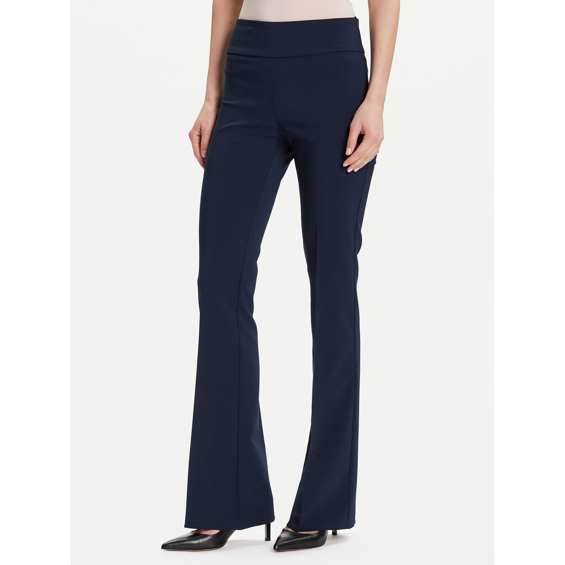 Rinascimento Spodnie materiałowe CFC0125318003 Granatowy Flare Fit