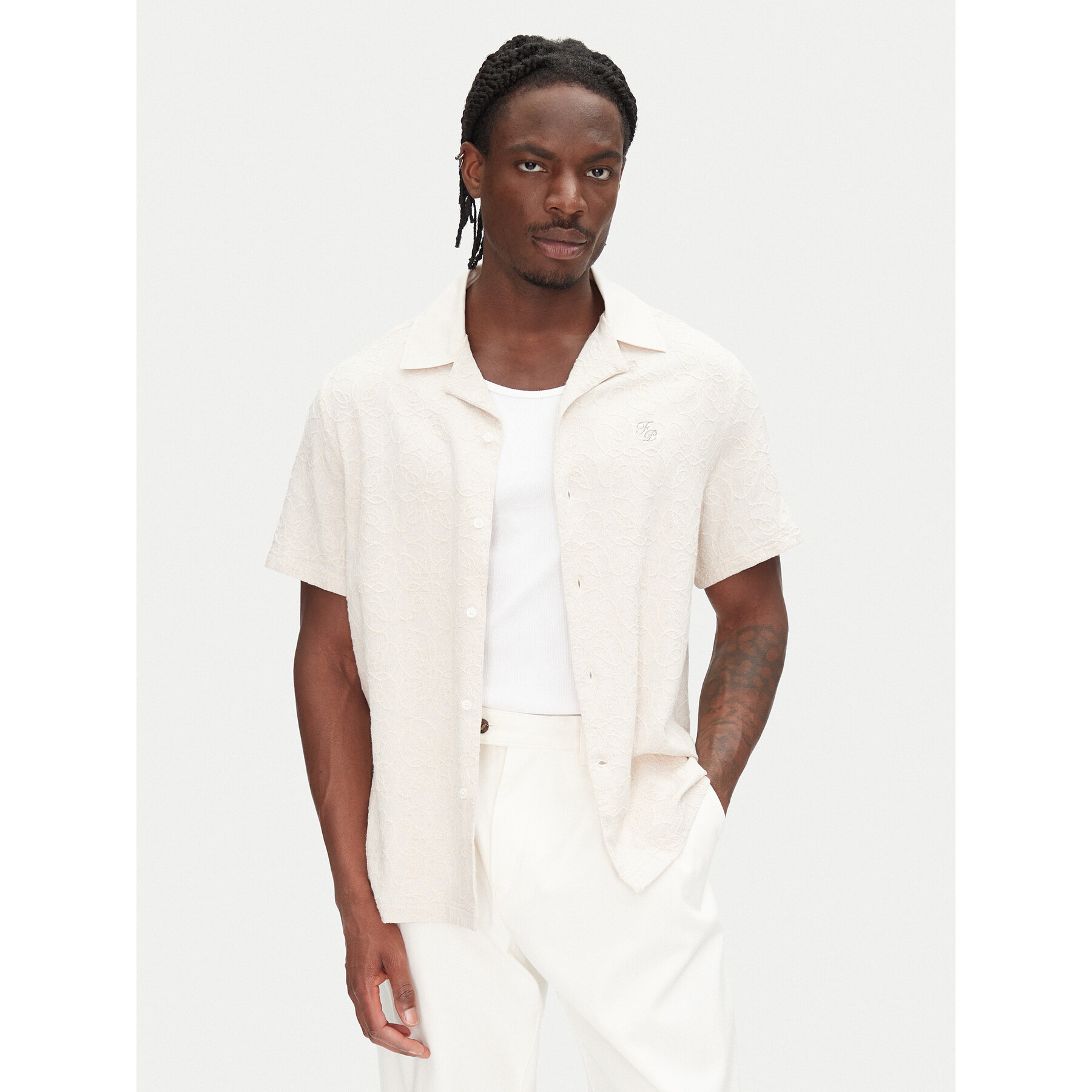 Filling Pieces Koszula Resort 9179980 Écru Regular Fit