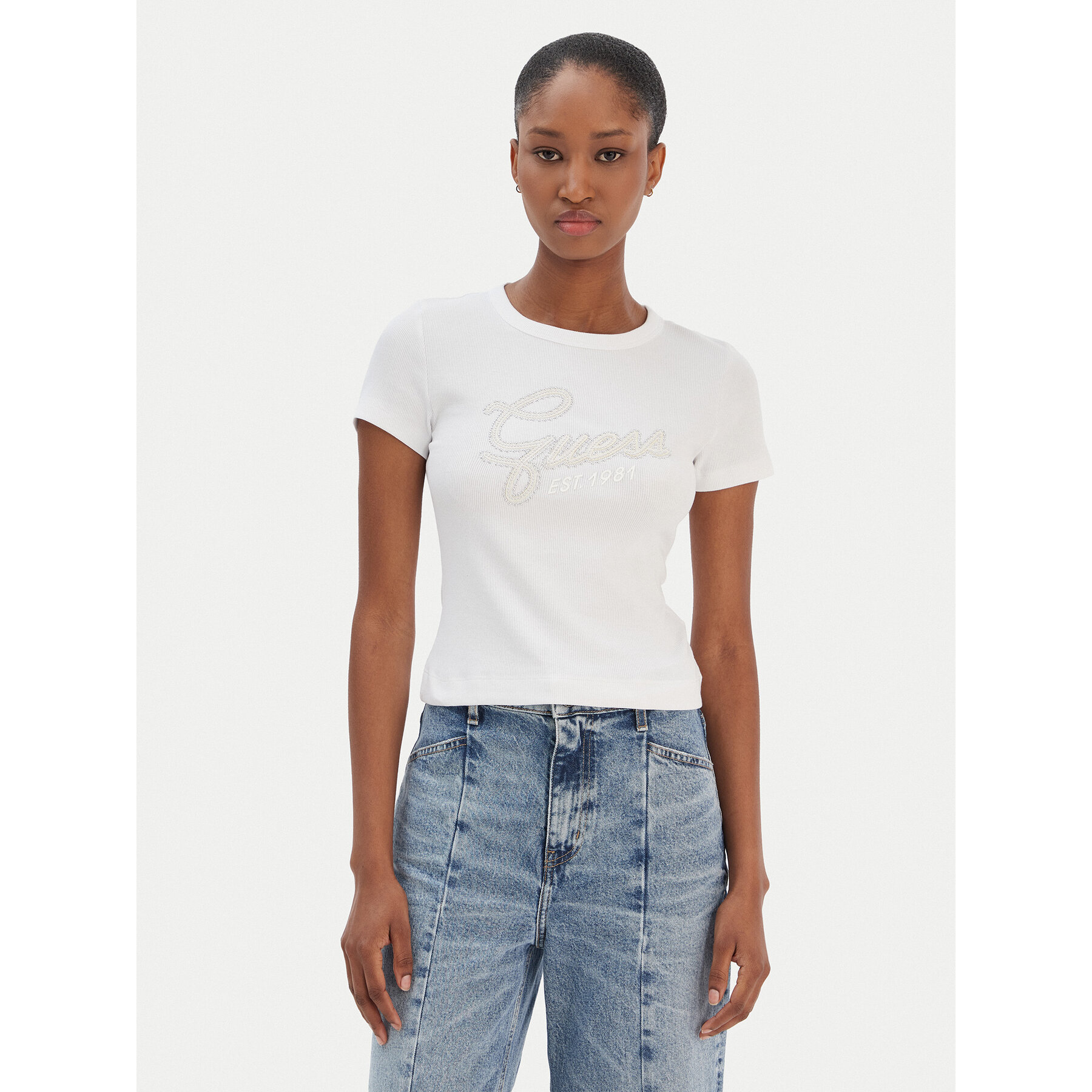 Guess T-Shirt W6RI22 KA0H1 Biały Slim Fit