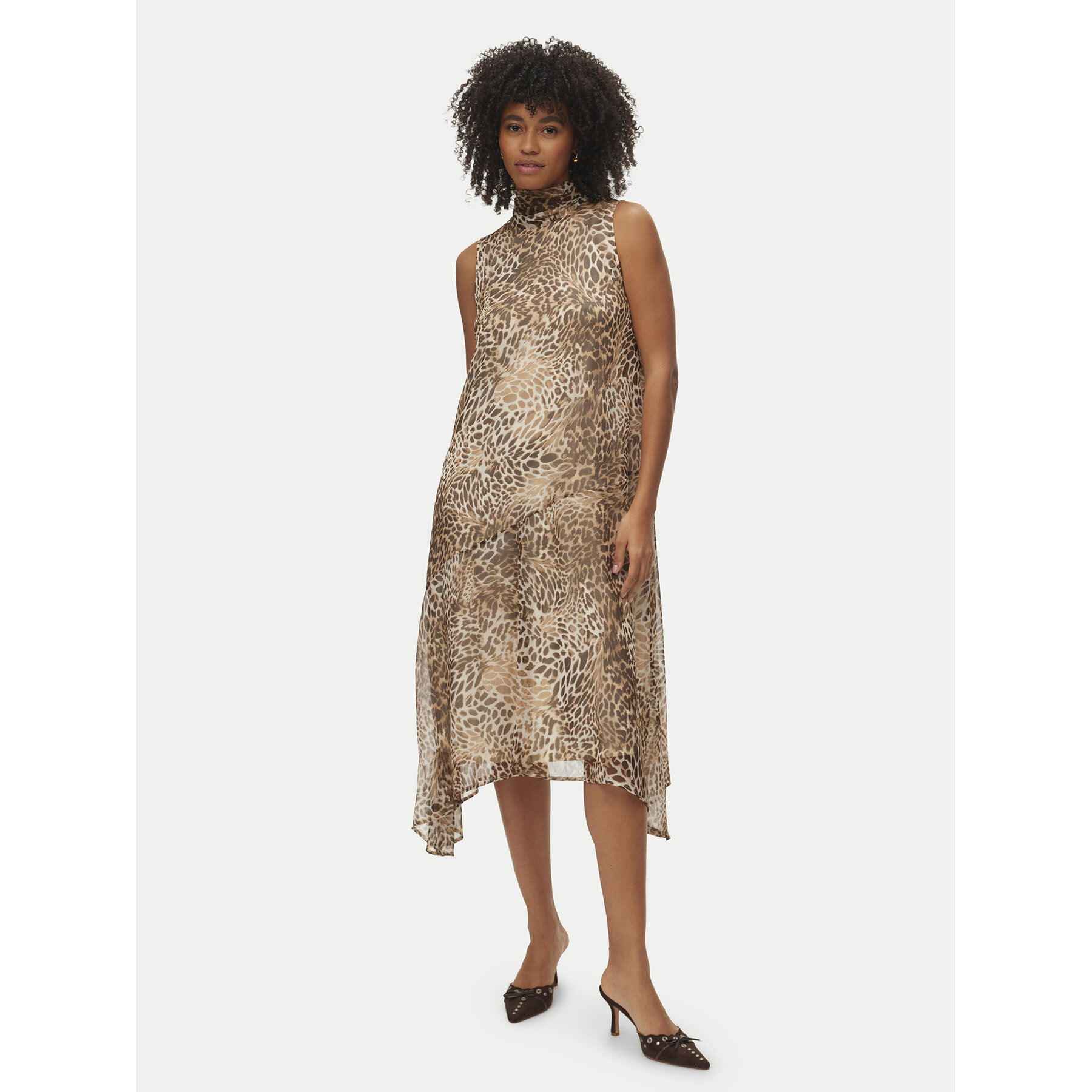Vero Moda Sukienka letnia Smilla 10345453 Beżowy Regular Fit