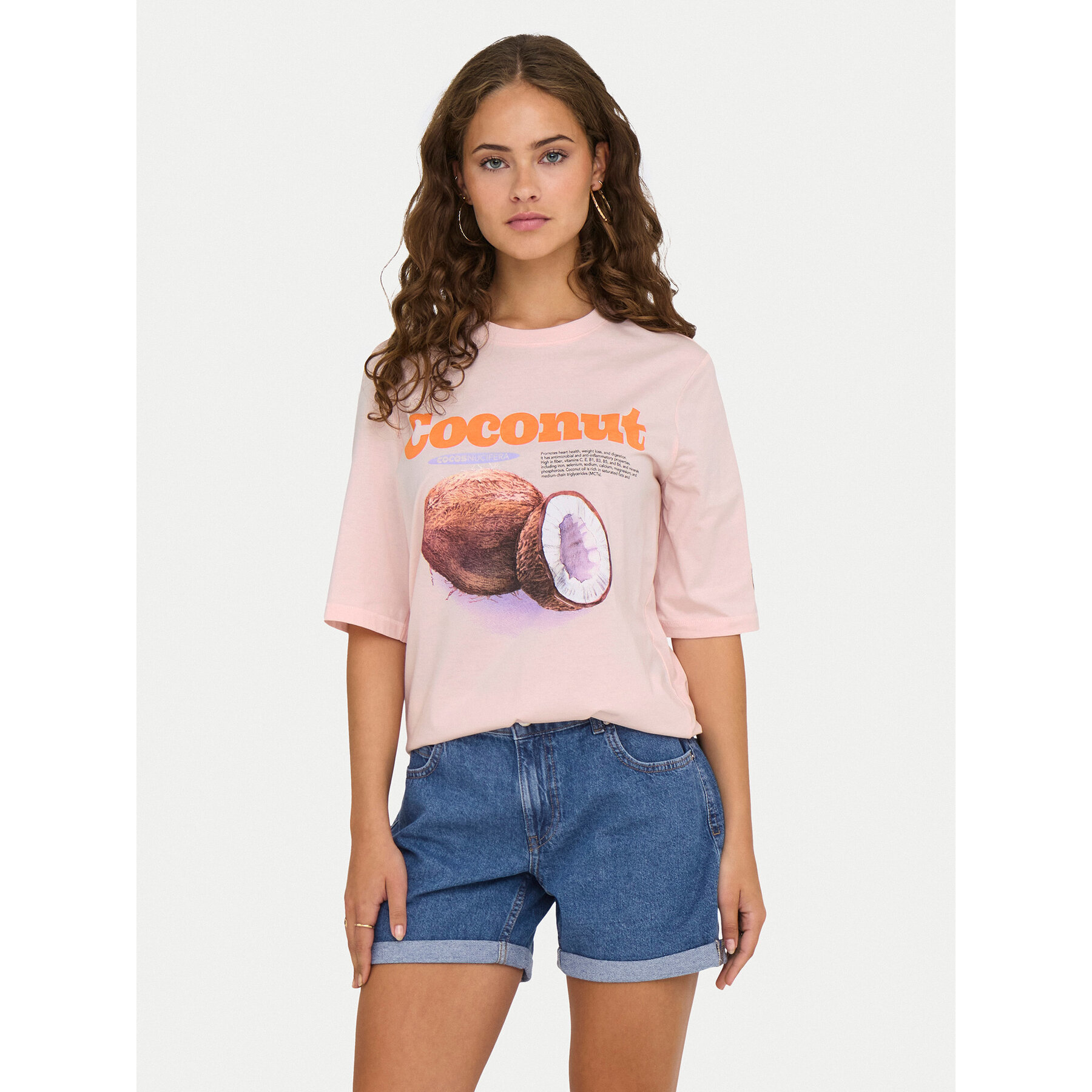 ONLY T-Shirt Phoebe 15351369 Różowy Regular Fit