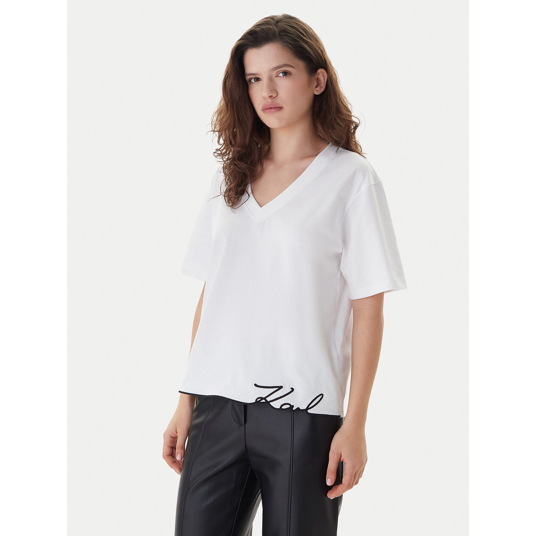 KARL LAGERFELD T-Shirt B1W17031 Biały Relaxed Fit