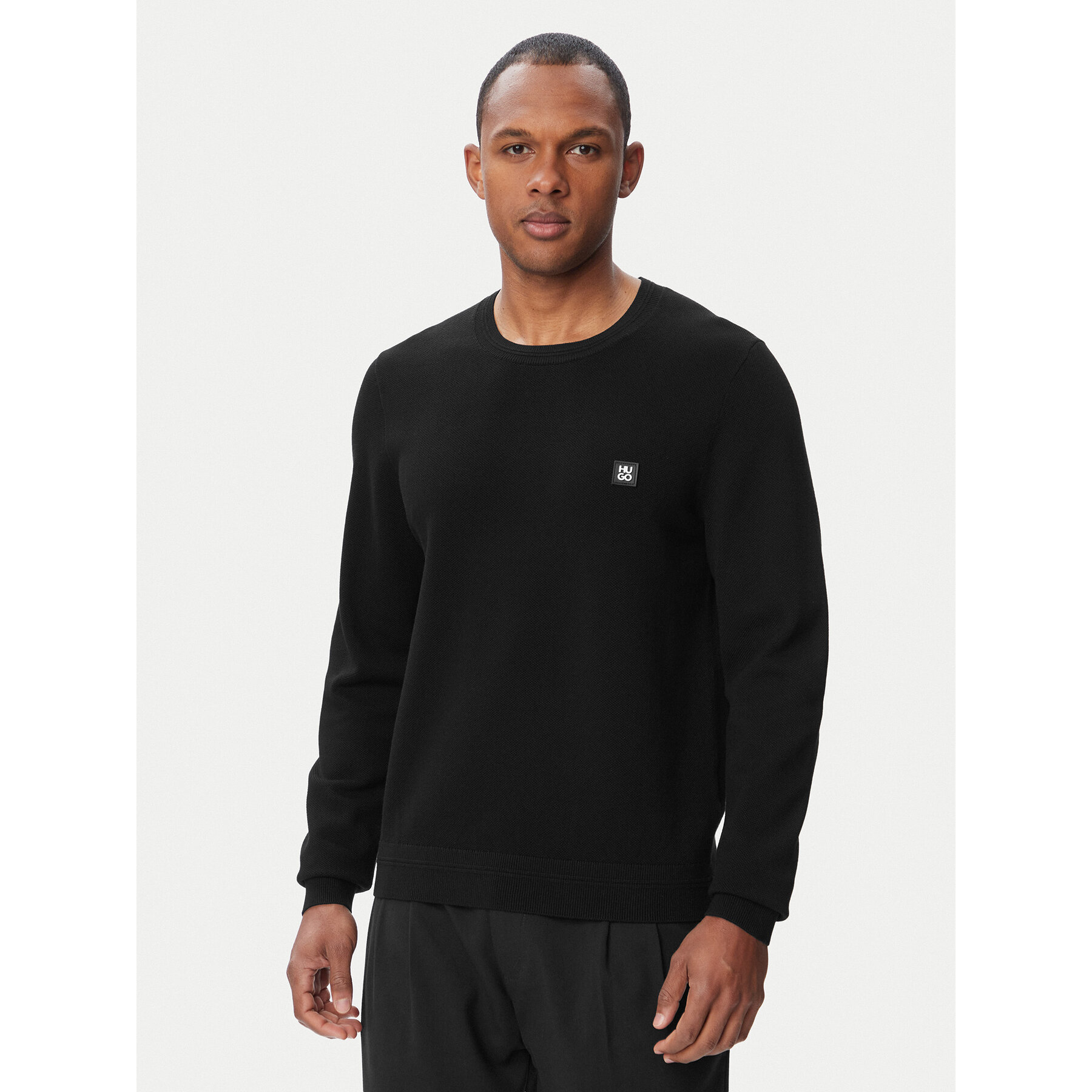 HUGO Sweter Setallo 50564244 Czarny Regular Fit