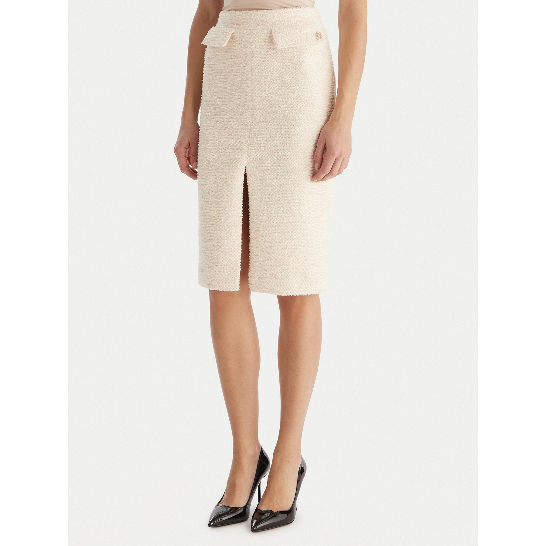 Babylon Spódnica midi S00601 Écru Regular Fit