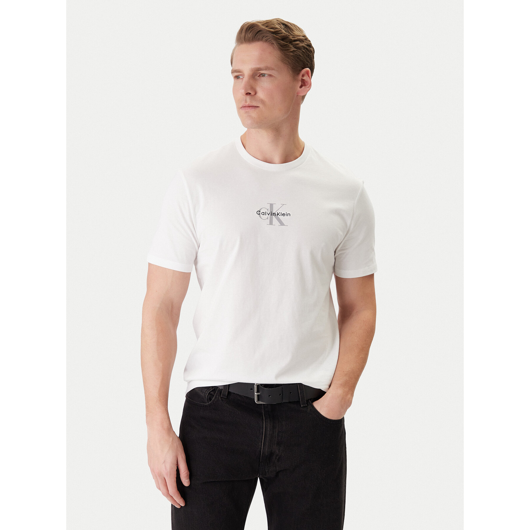 Calvin Klein Jeans T-Shirt LV04RB866G Biały Regular Fit