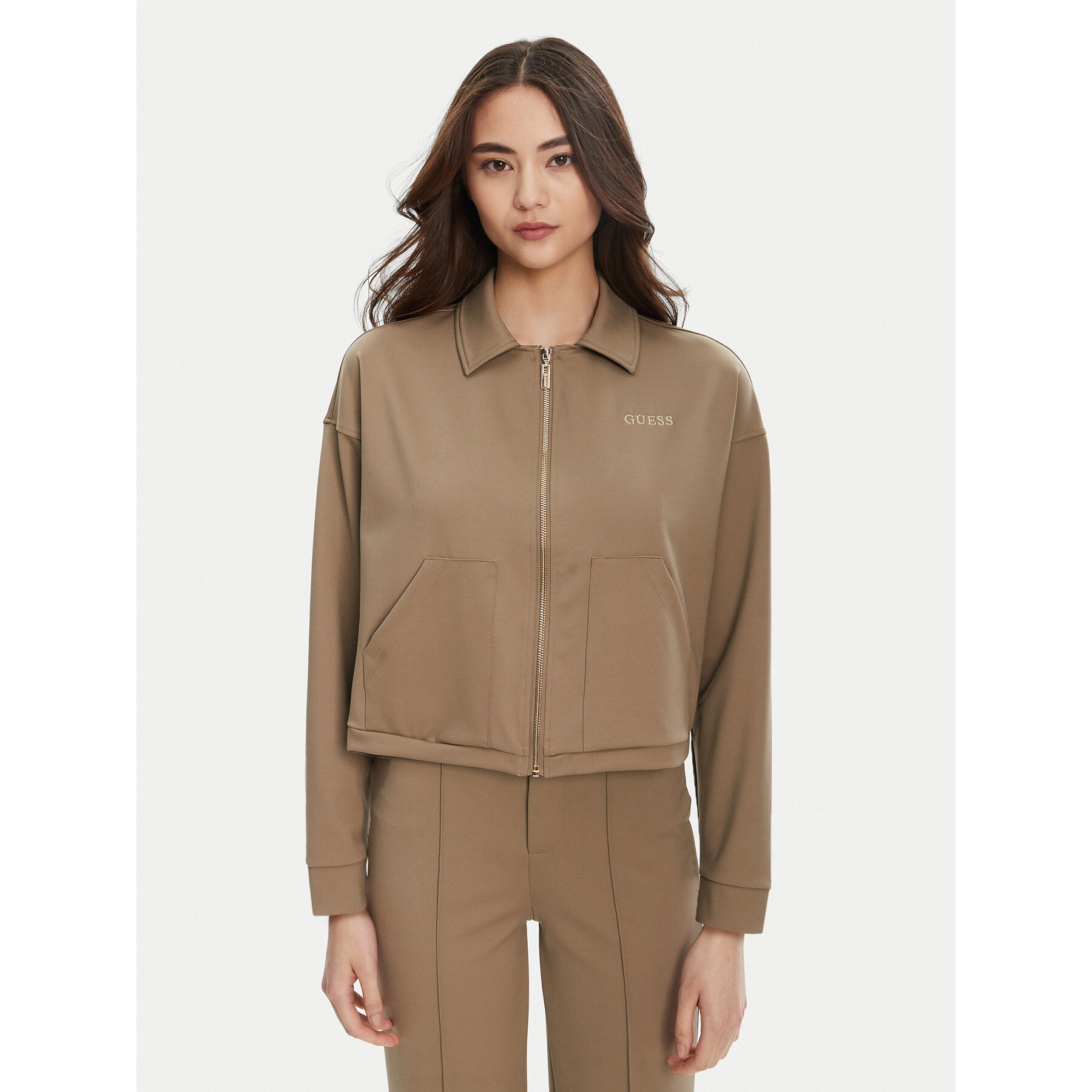 Guess Bluza V5YL08 KCX42 Brązowy Regular Fit