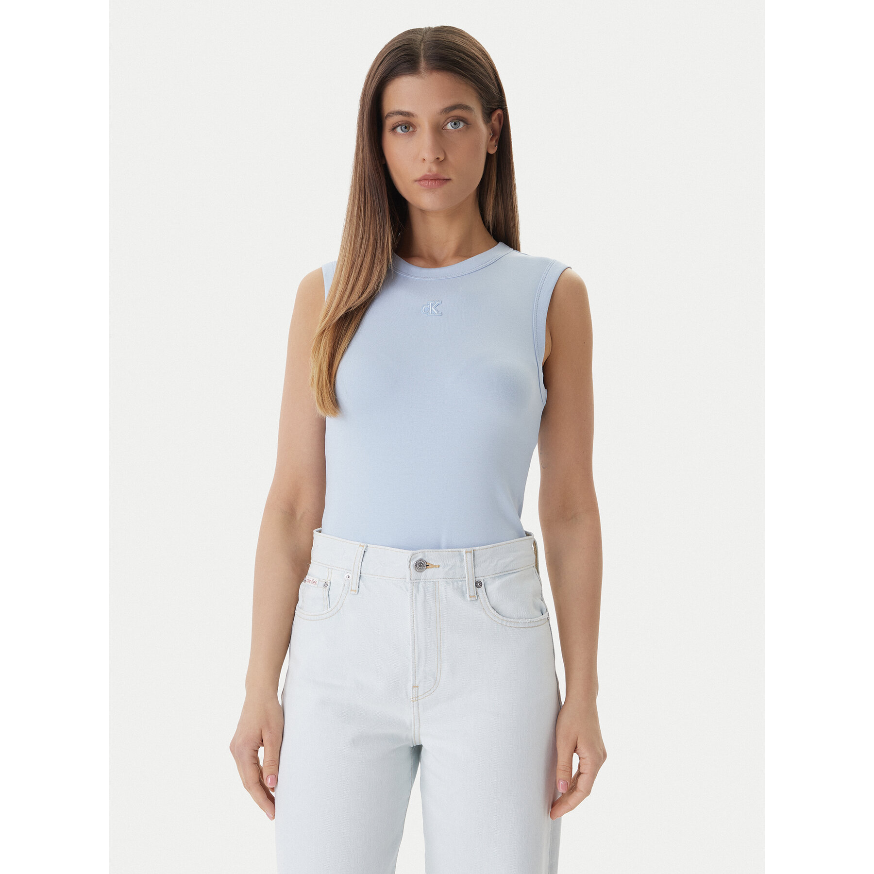 Calvin Klein Jeans Top LV047B265G Niebieski Slim Fit
