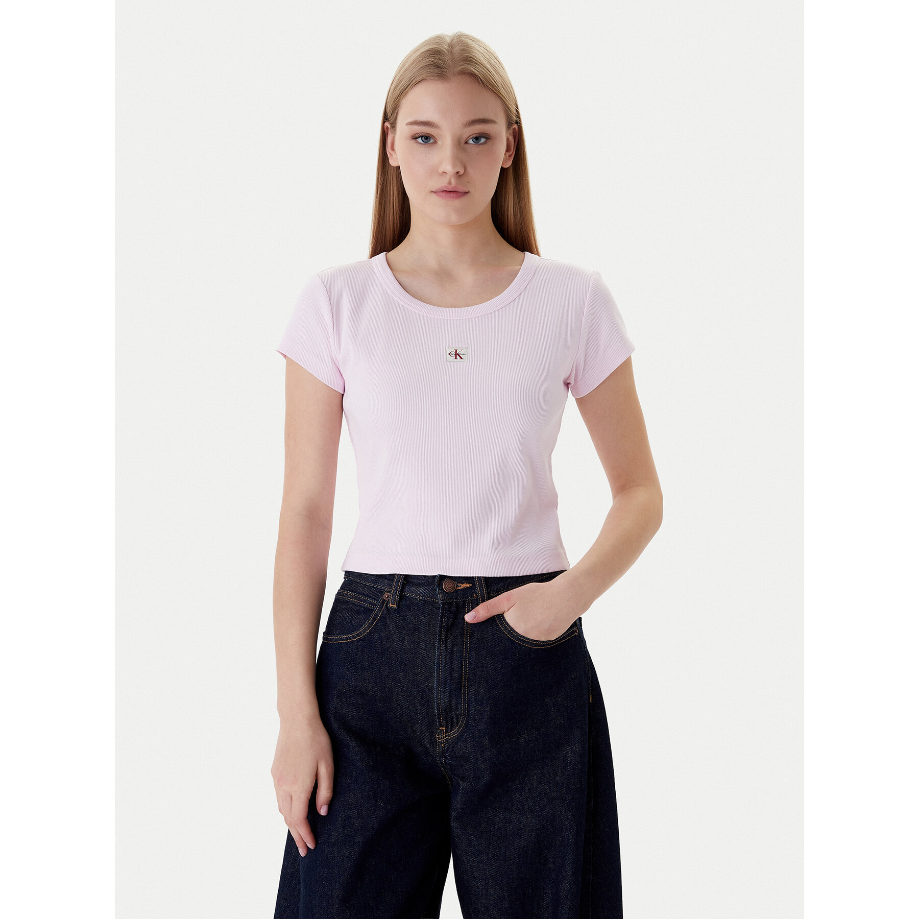 Calvin Klein Jeans T-Shirt LV047C200G Różowy Slim Fit
