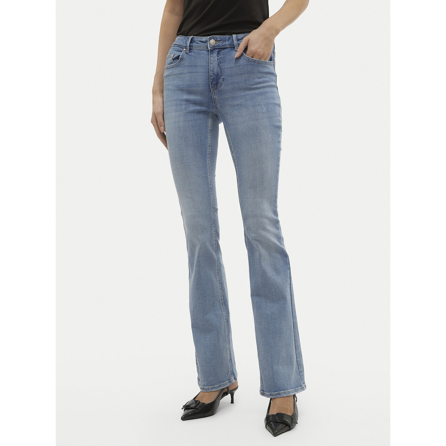 Vero Moda Jeansy Flash 10302479 Niebieski Flared Fit