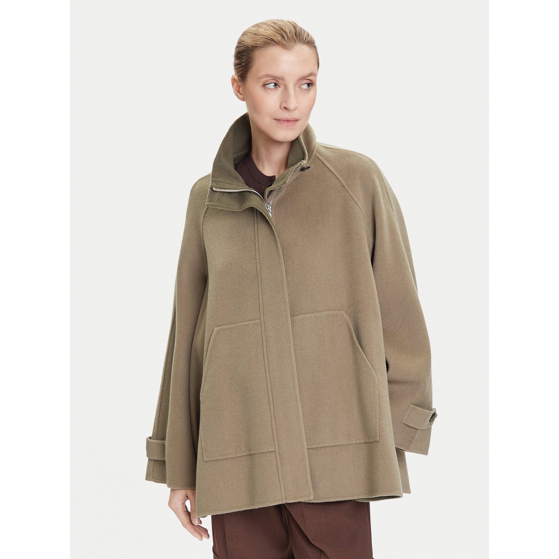 MAX&Co. Płaszcz wełniany Letizia 2526086071200 Zielony Oversize
