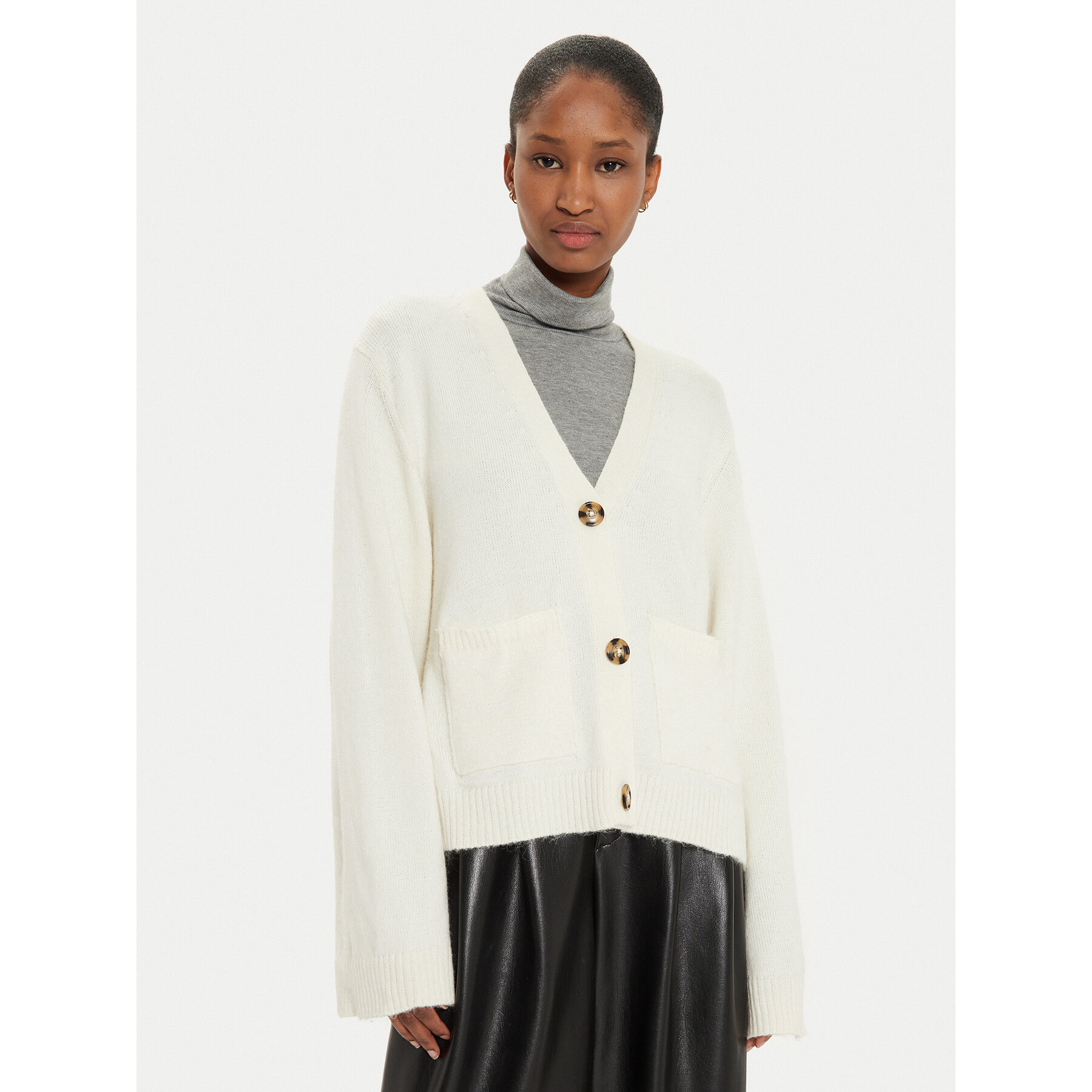 Gina Tricot Kardigan 23731 Écru Relaxed Fit