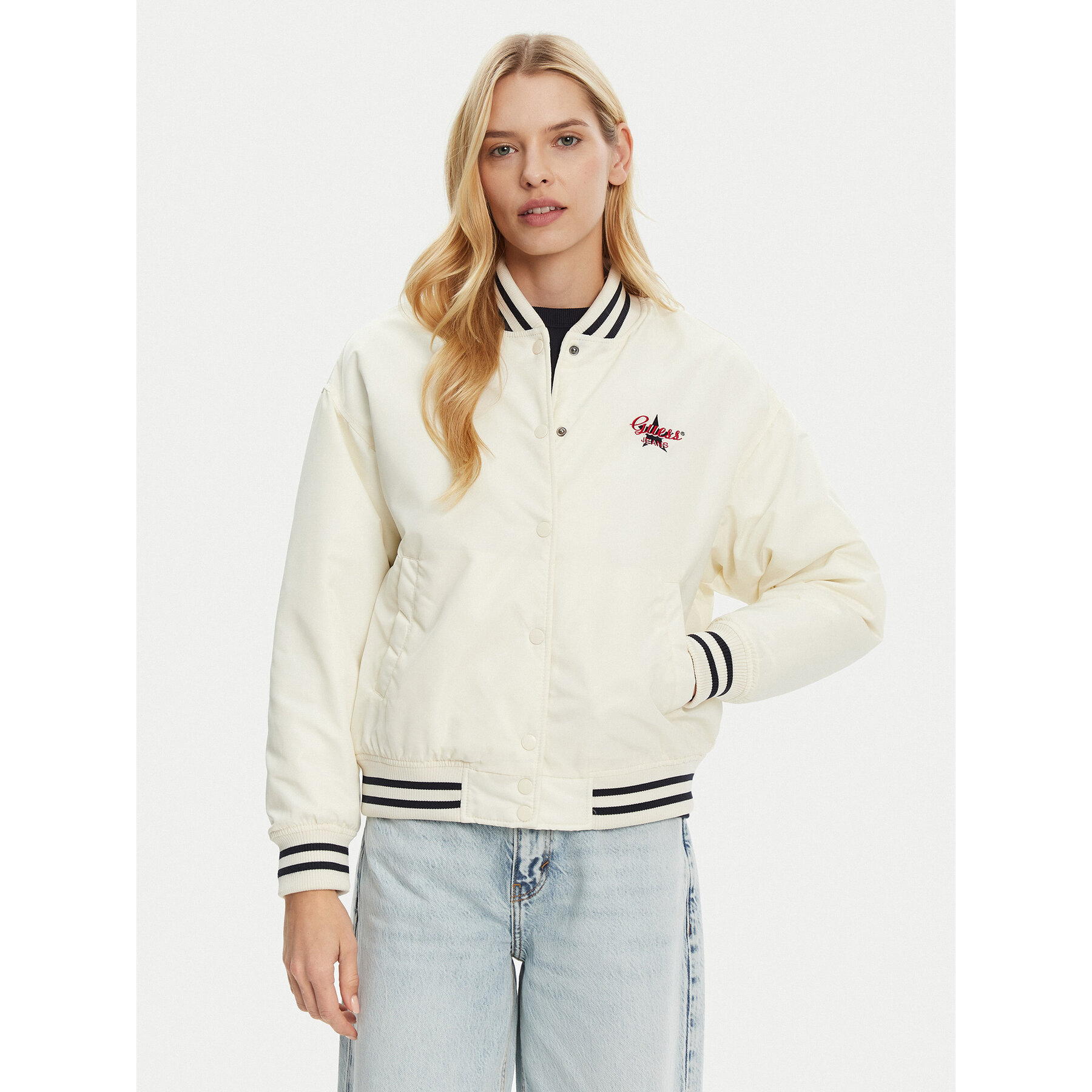 Guess Jeans Kurtka bomber W5RL43 WHAA2 Beżowy Regular Fit