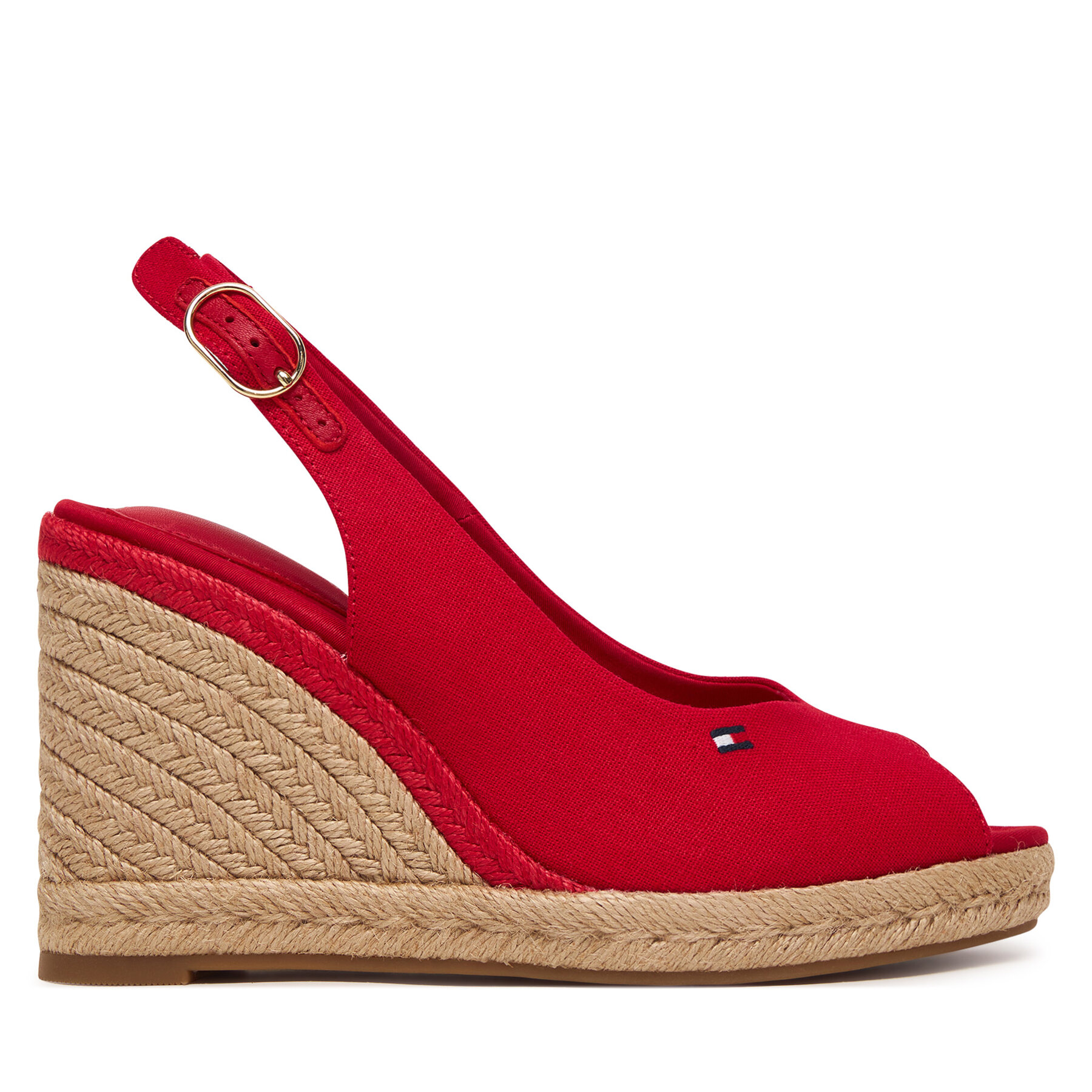 Tommy Hilfiger Espadryle Flag High Wedge Espad Slingback FW0FW09343 Czerwony