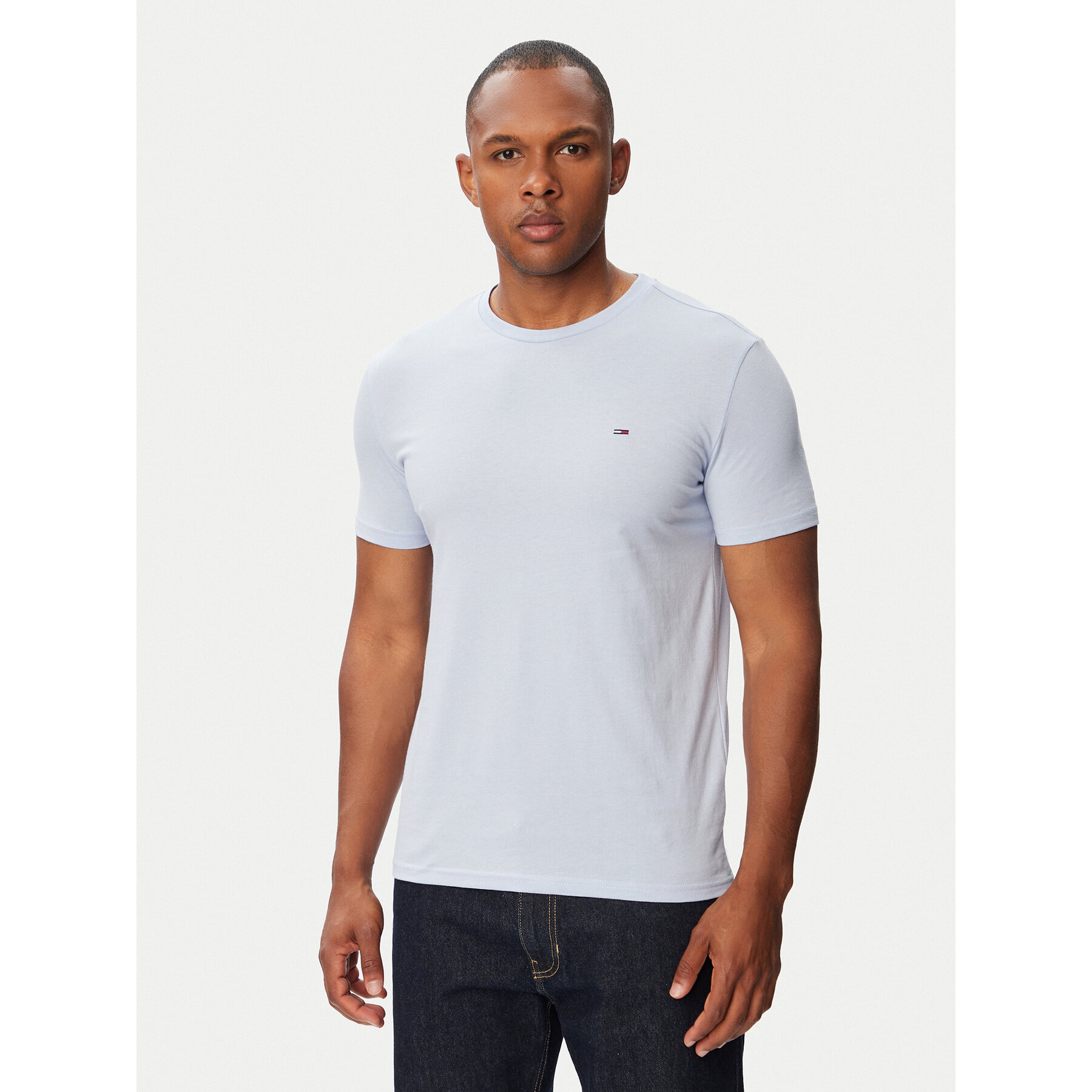 Tommy Jeans T-Shirt Jaspe DM0DM20363 Niebieski jasny Slim Fit