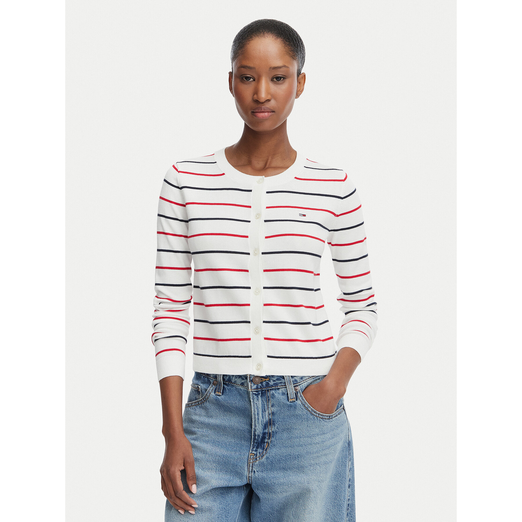 Tommy Jeans Kardigan DW0DW20976 Biały Regular Fit