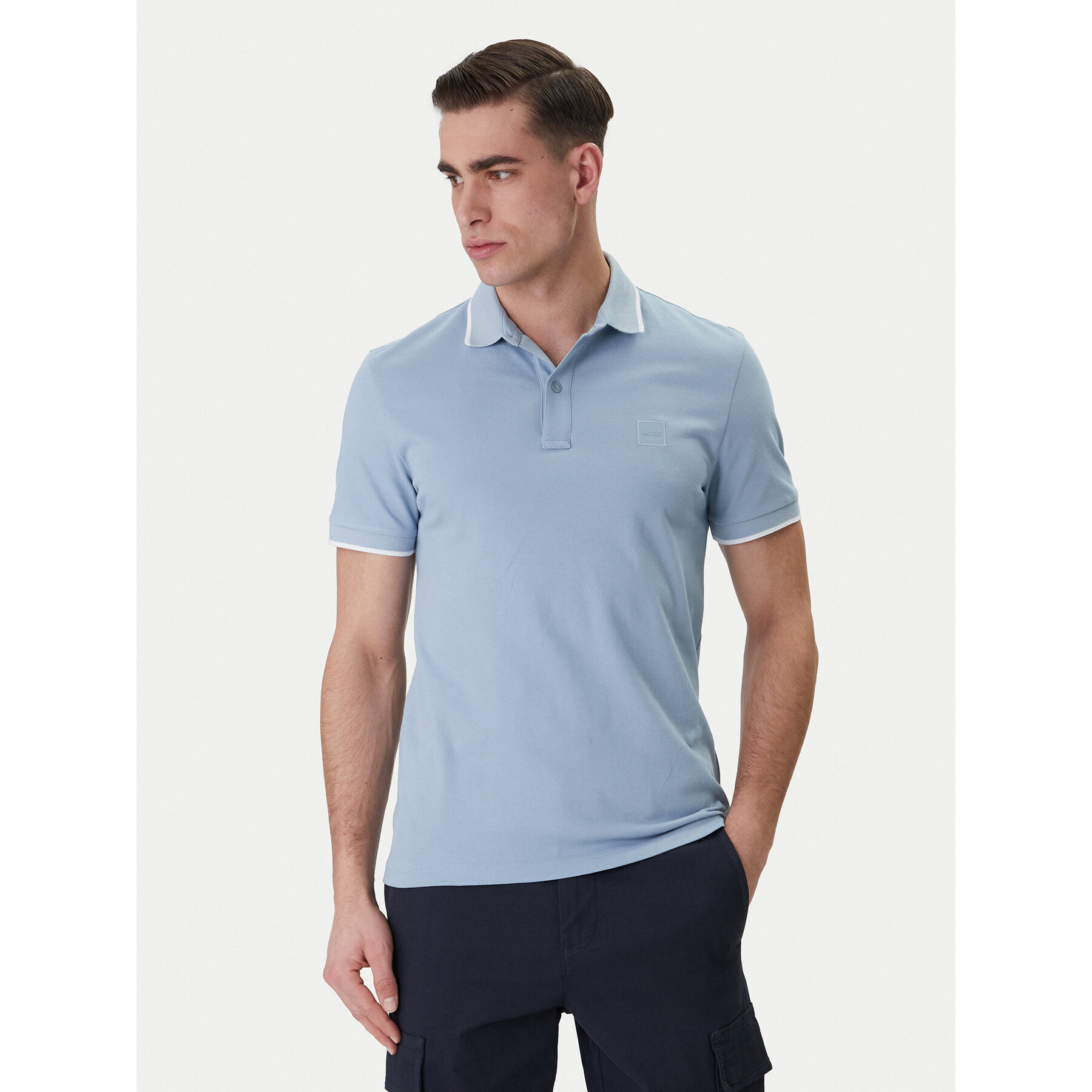 BOSS Polo Passertip 50507699 Błękitny Slim Fit