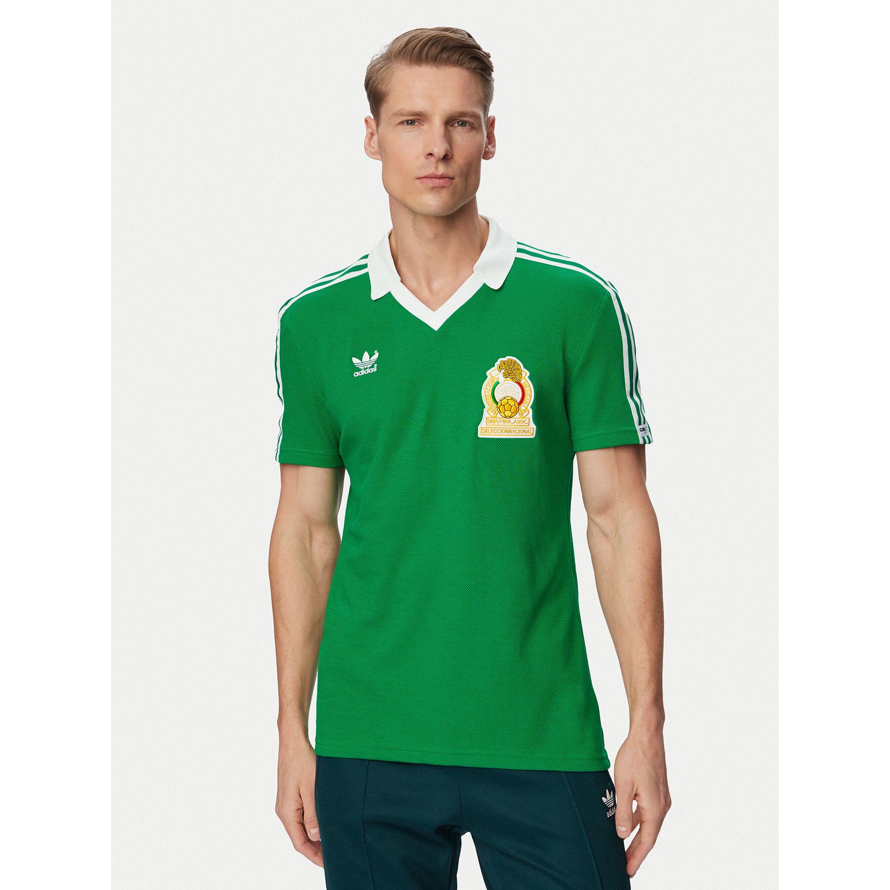 adidas Koszulka techniczna Mexico Home Jersey 1986 JN3710 Zielony Slim Fit