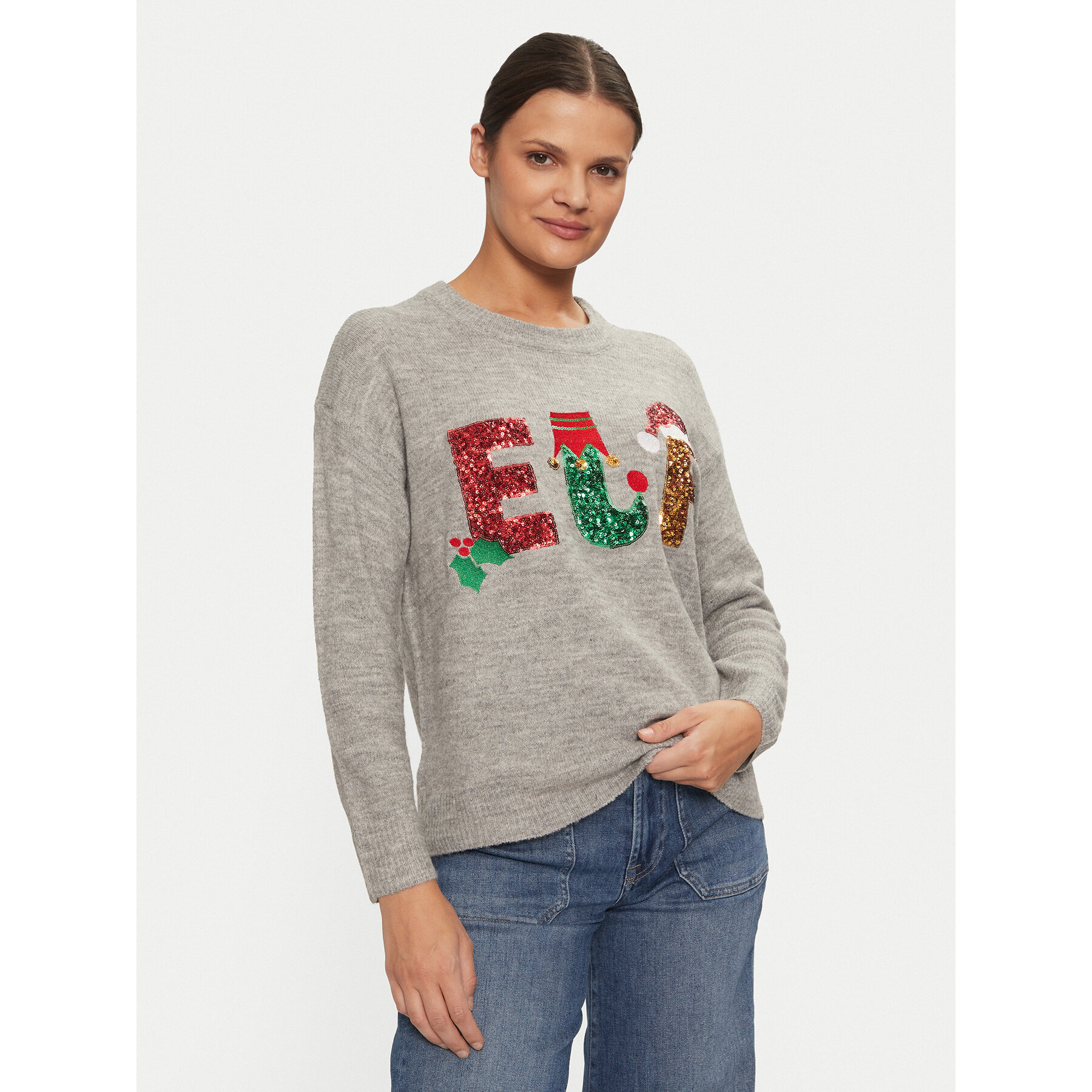 Brave Soul Sweter LKX-230ELF Szary Regular Fit