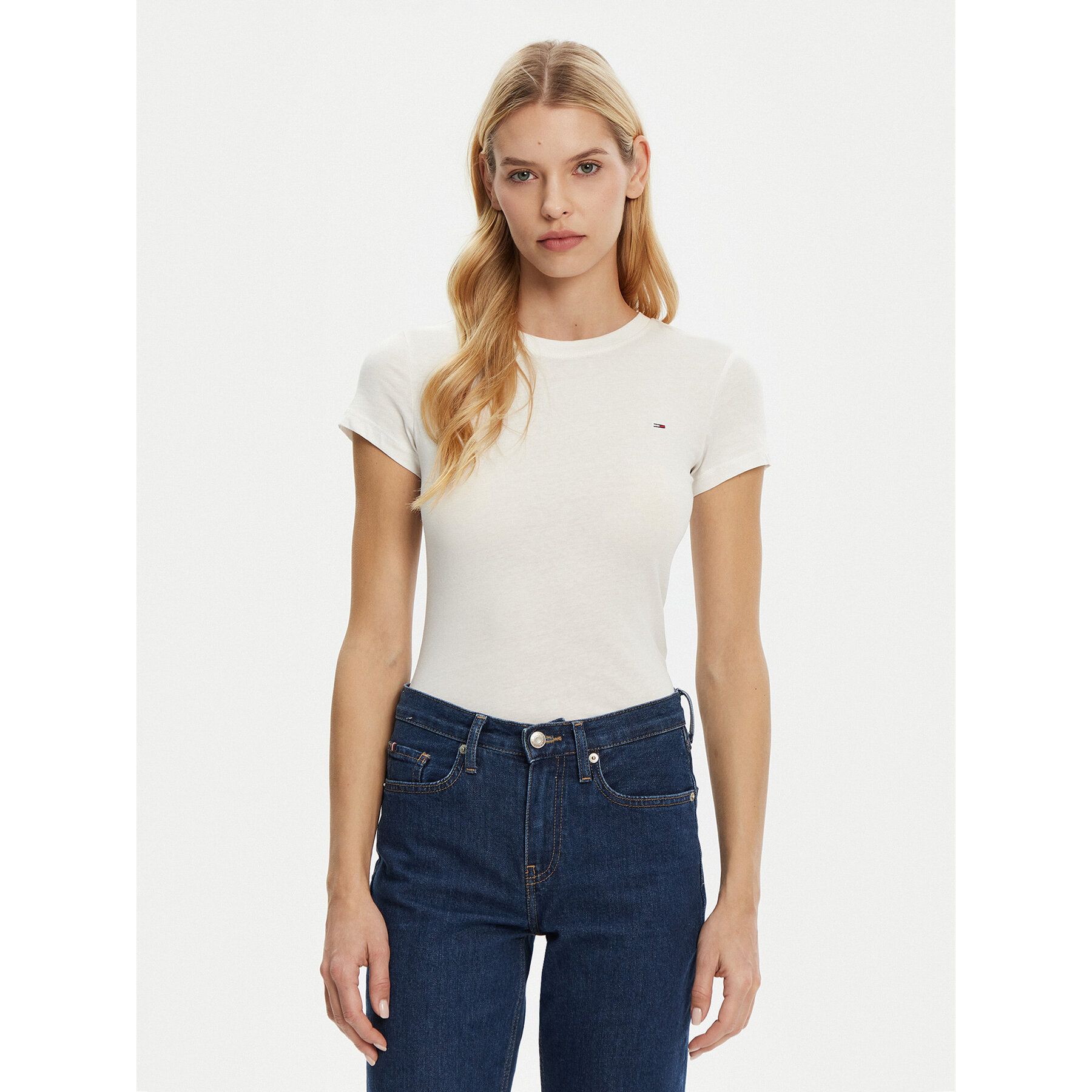 Tommy Jeans T-Shirt DW0DW20459 Biały Slim Fit
