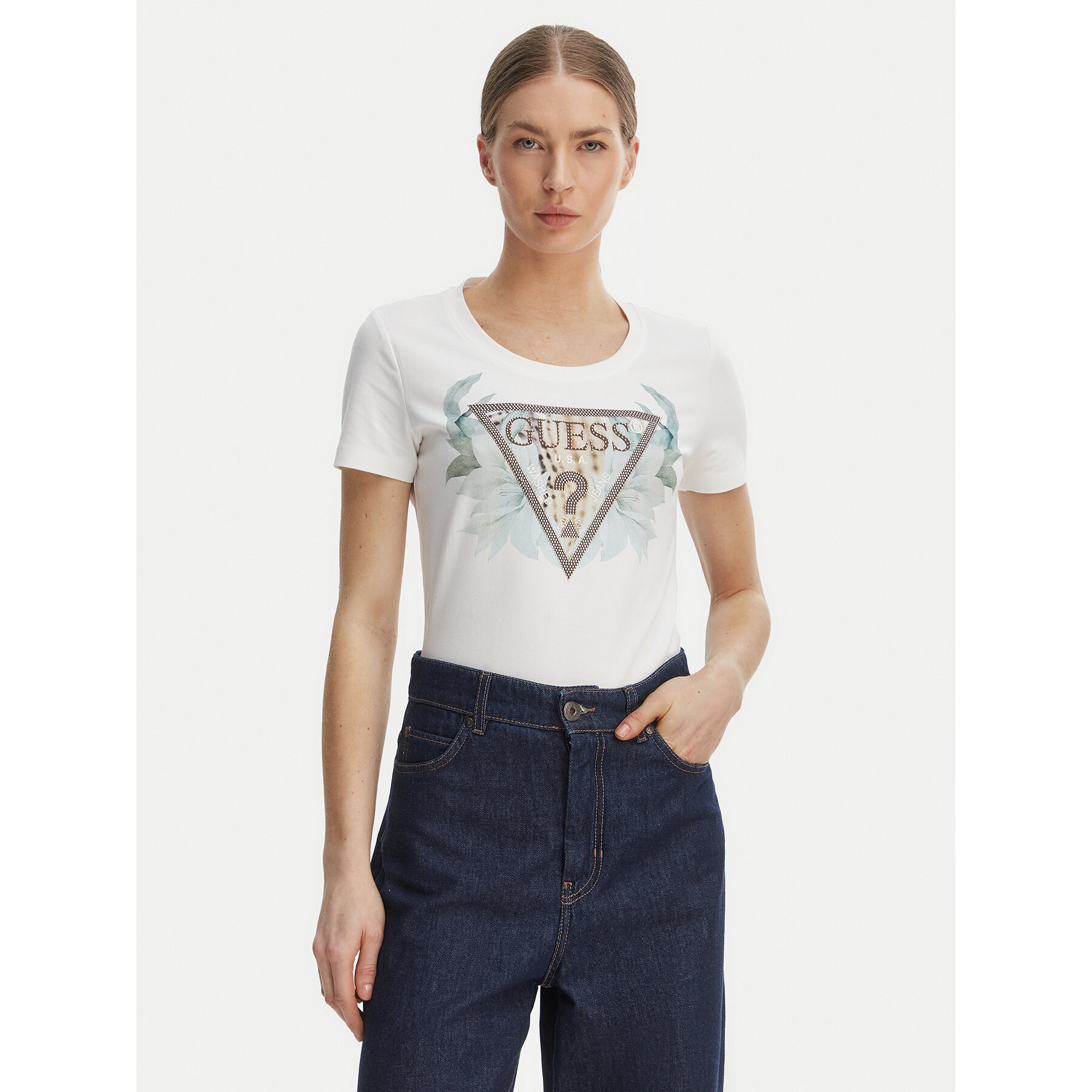 Guess T-Shirt W6GI12 K3027 Biały Regular Fit