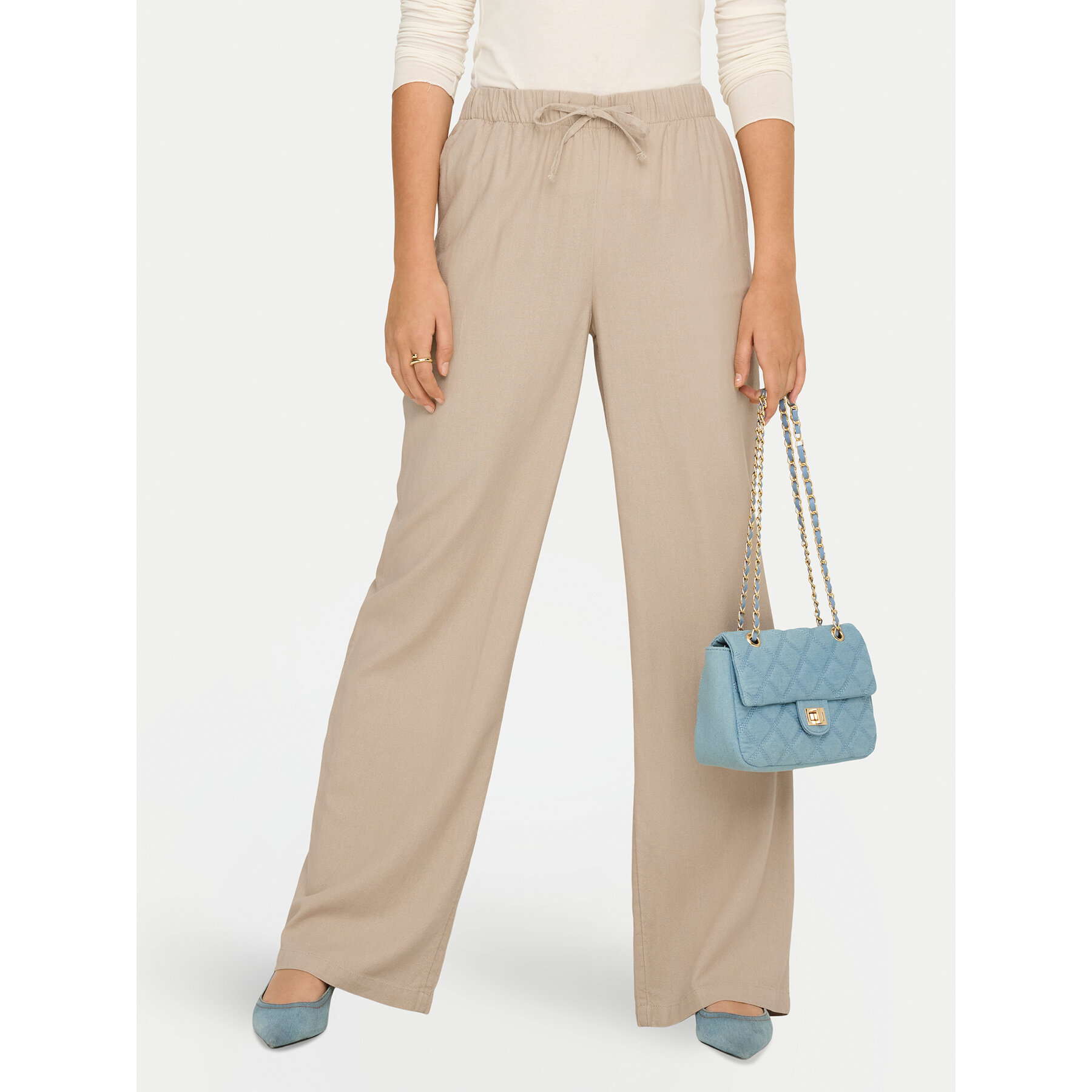ONLY Spodnie materiałowe Goa 15363676 Beżowy Straight Fit