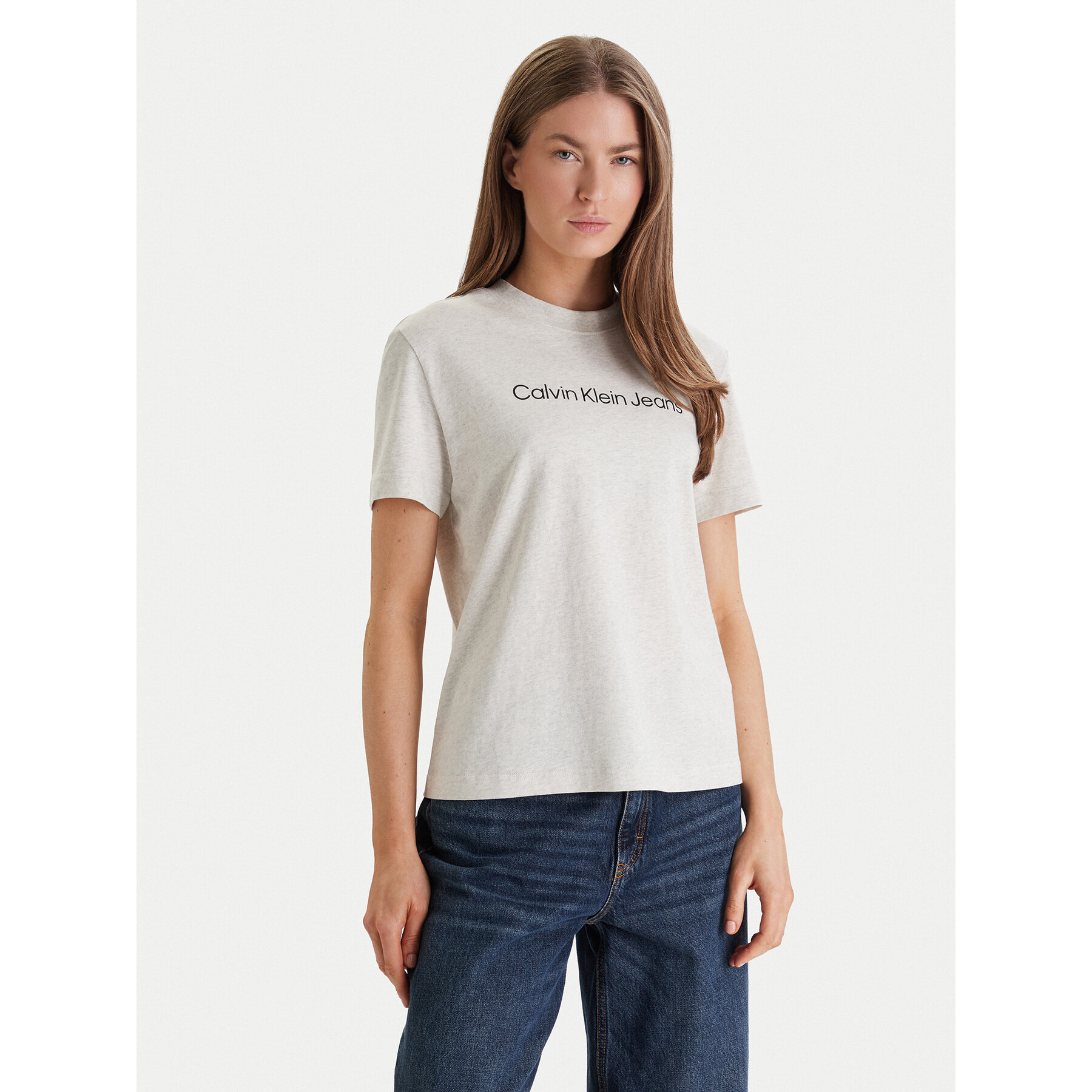 Calvin Klein Jeans T-Shirt LV047C912G Beżowy Regular Fit