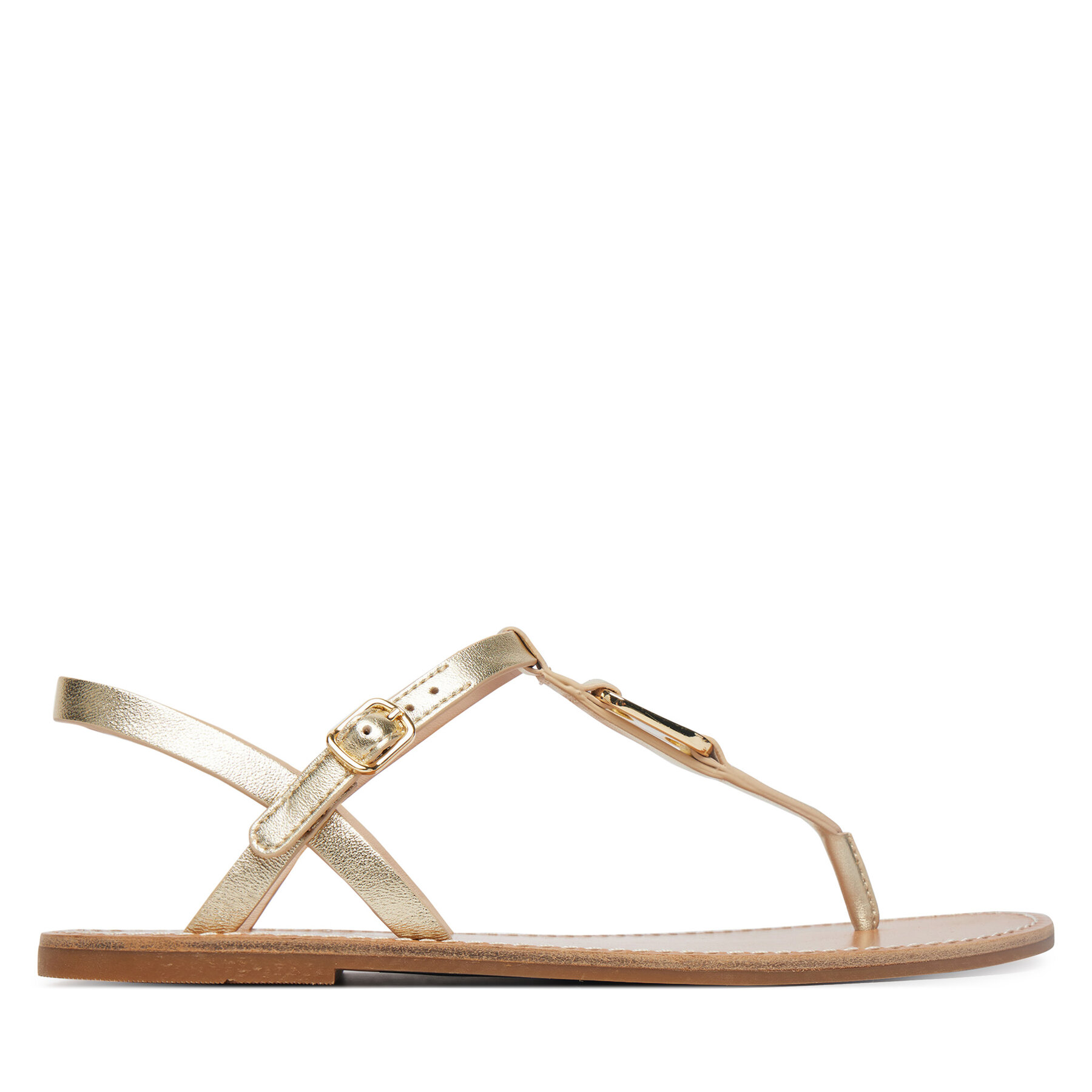 Tommy Hilfiger Sandały Leather Thong Sandal Gold FW0FW09331 Złoty