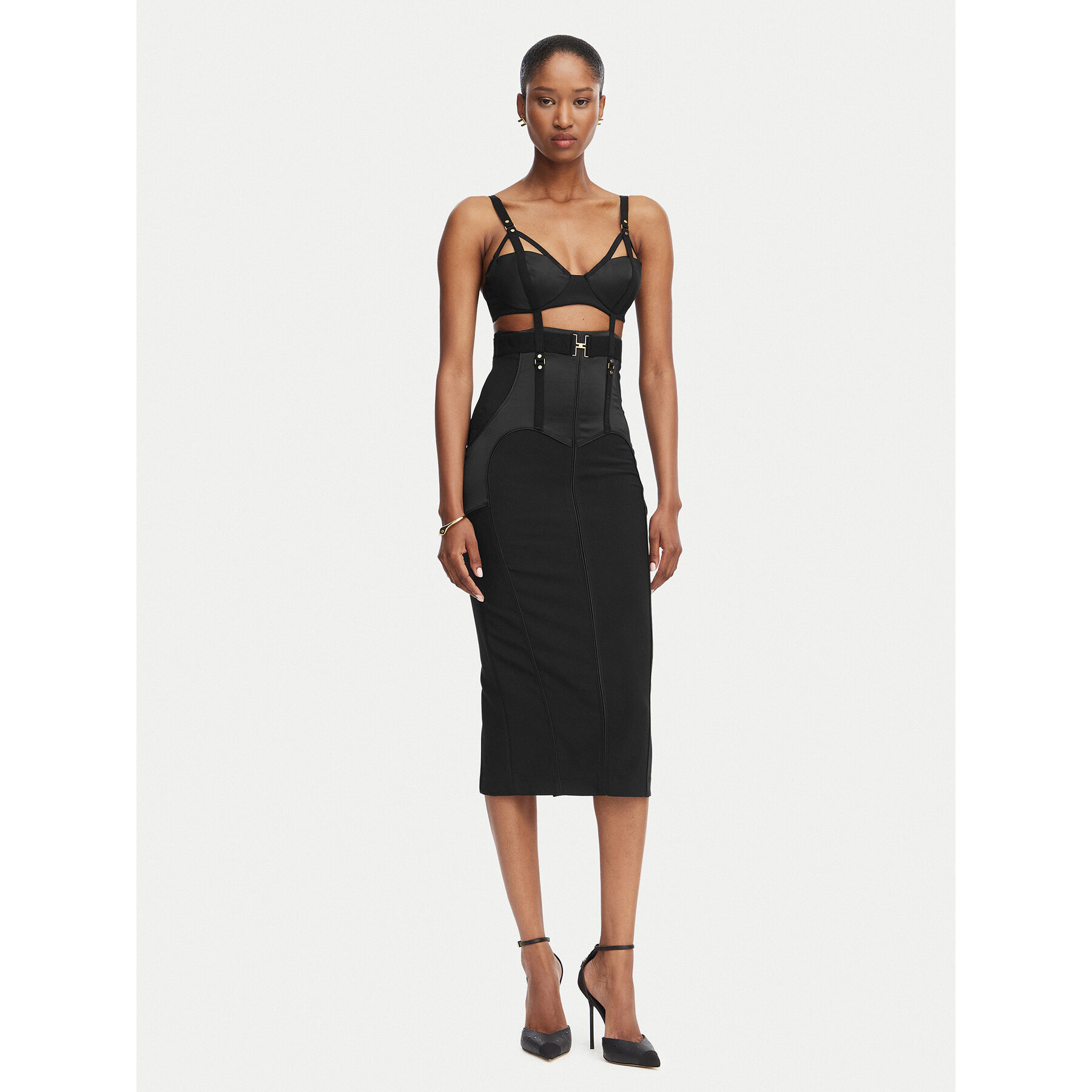 Elisabetta Franchi Sukienka koktajlowa AB-881-62E2-V660 Czarny Slim Fit